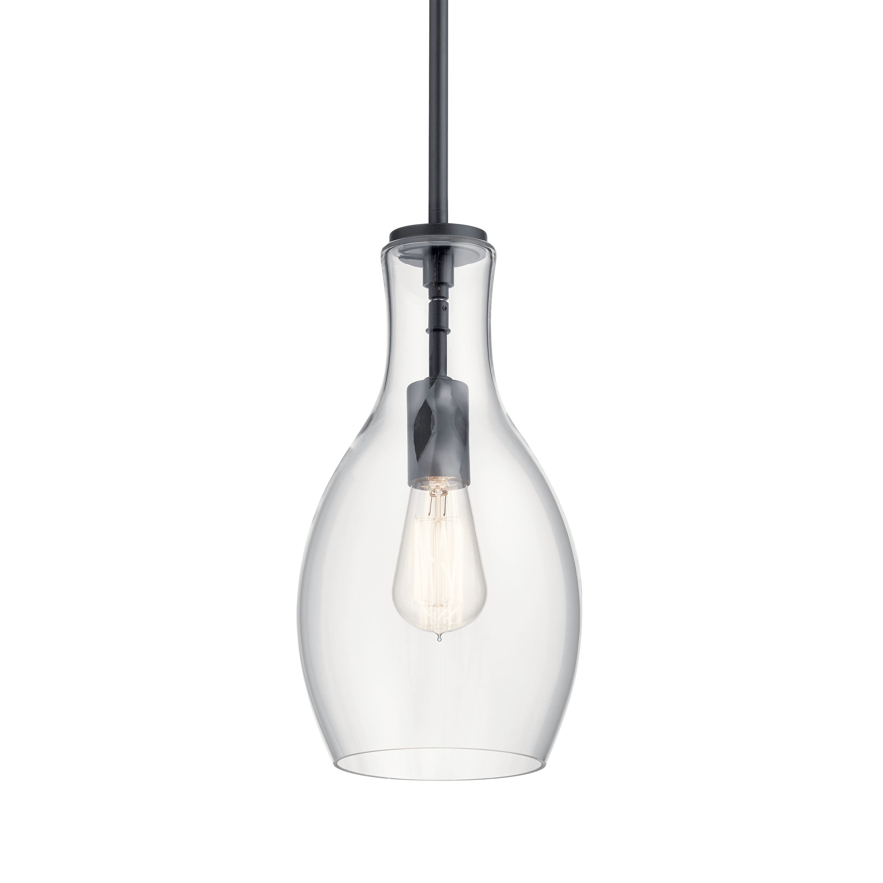 Everly Mini Black Glass Teardrop Pendant Light