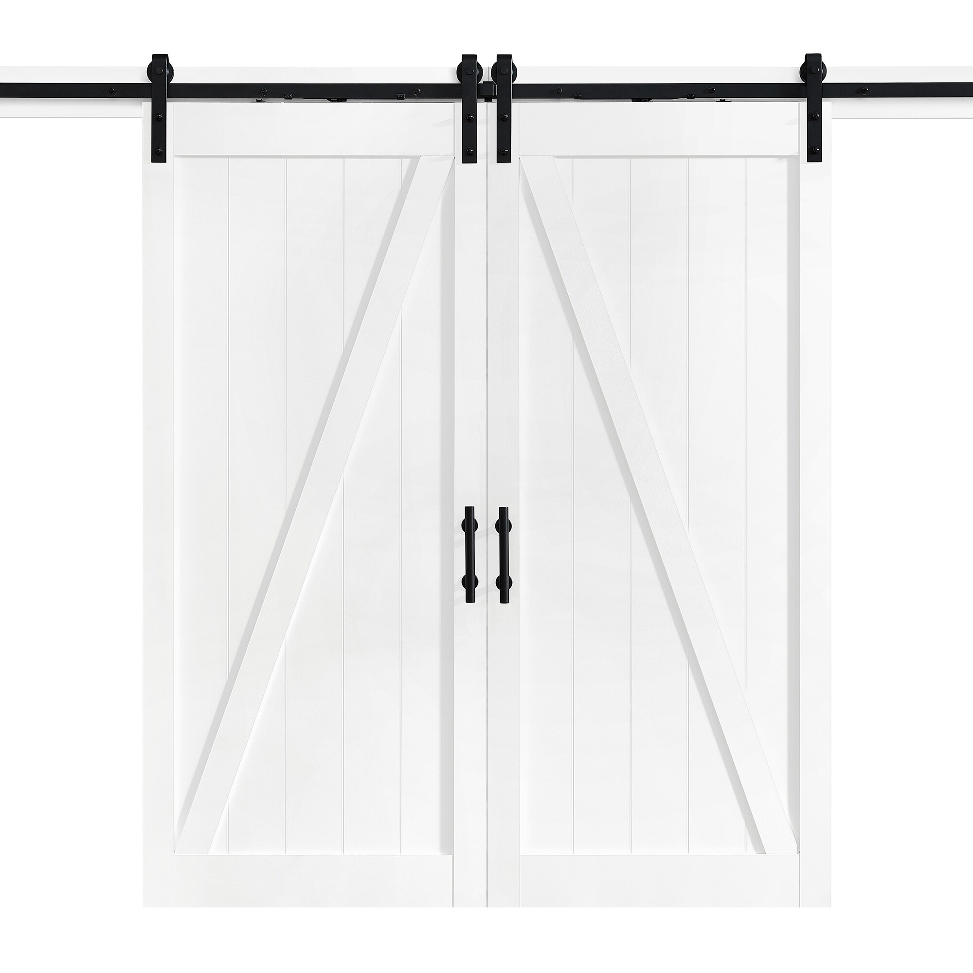 OVE Decors 36-in x 84-in White MDF Double Barn Door (Hardware Included ...
