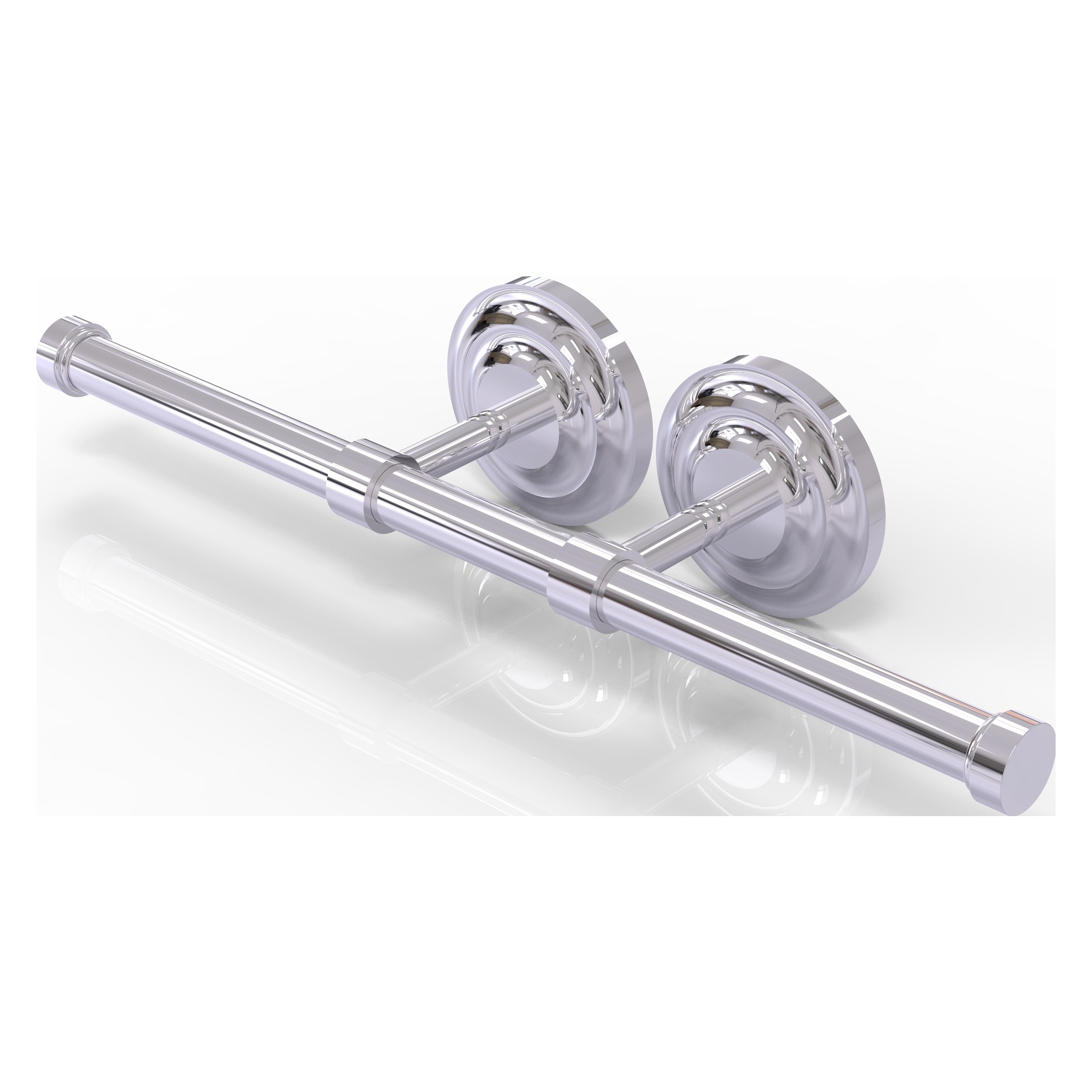 Allied Brass QN-24-2-PC Que New Polished Chrome Wall mount Double post Toilet Paper Holder 2 -Rolls with Storage