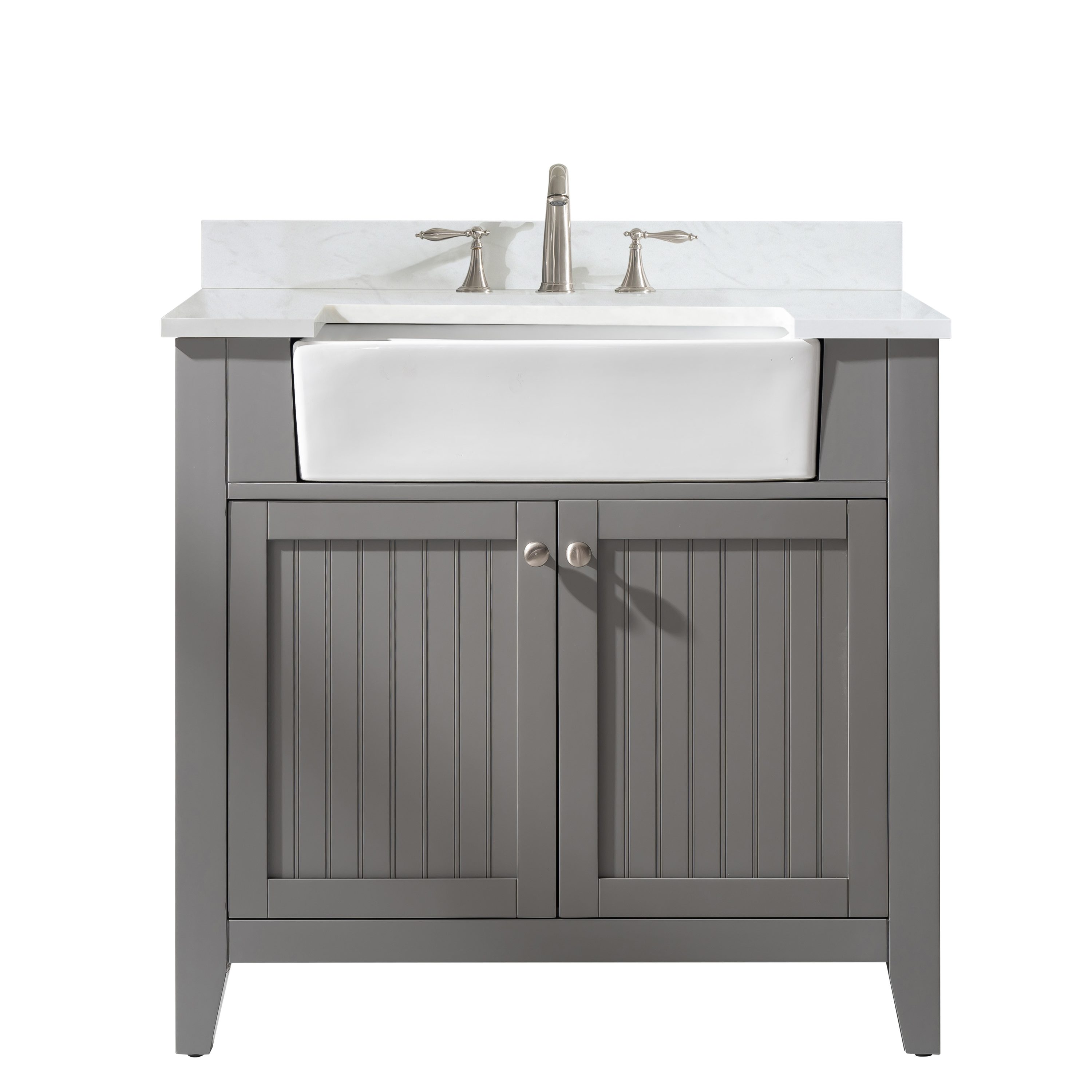 Design Element Burbank 36-in Gray Farmhouse Single Sink Bathroom Vanity ...