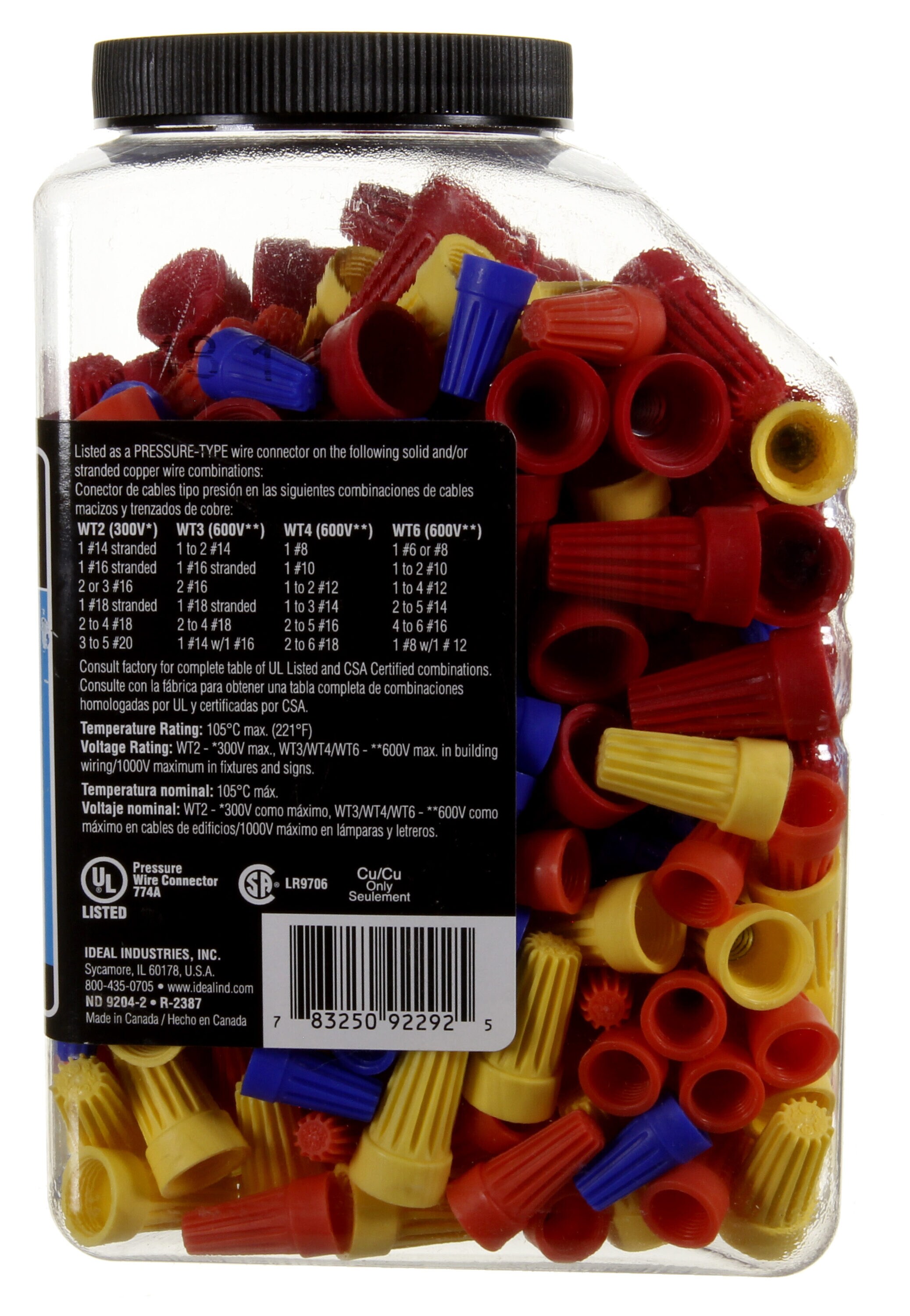 Ideal Twist On Wire Connectors Red Yellow Orange Blue 300 Pack In The Wire Connectors 6855