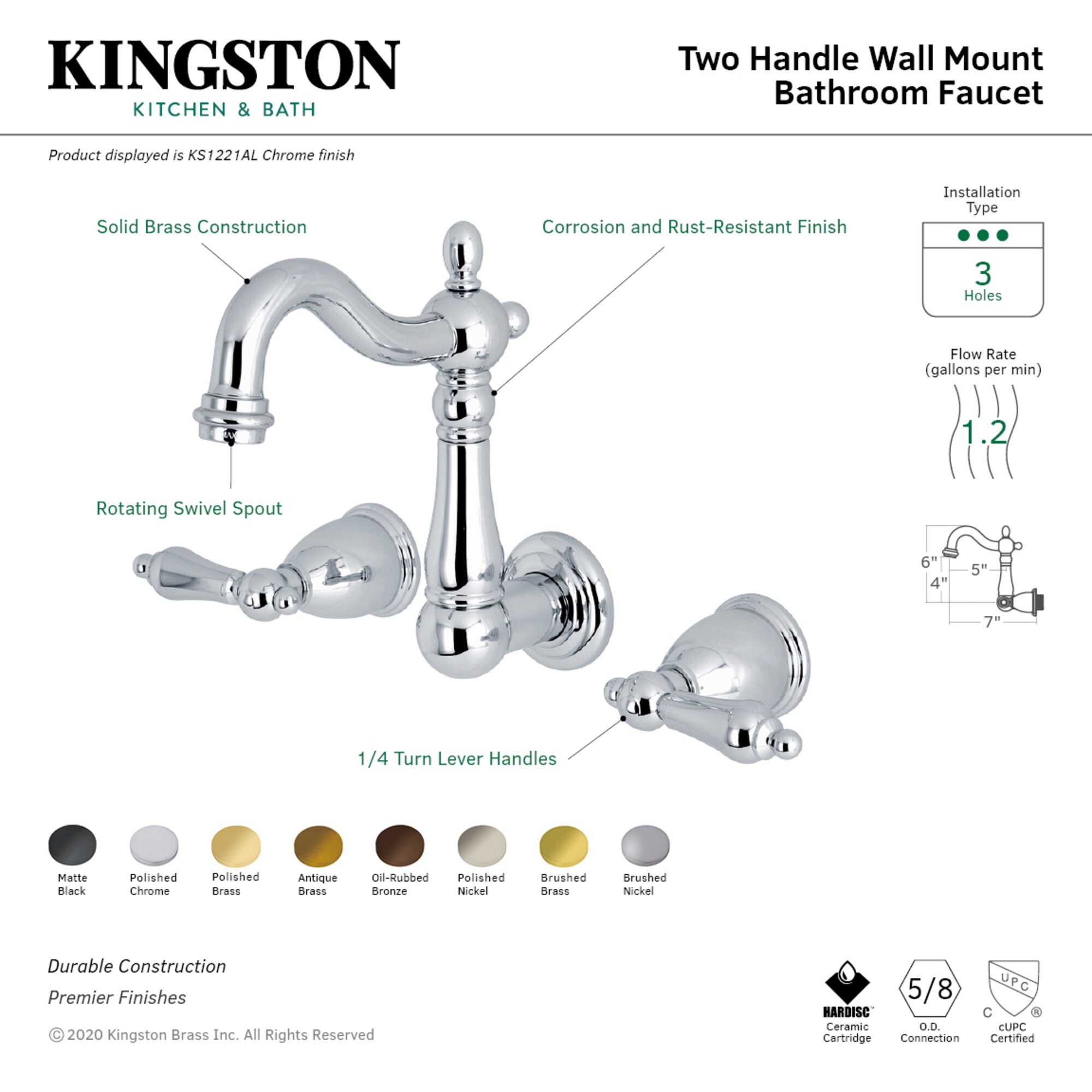 Kingston Brass WLKS1226AL Lavatory-Faucets - View #2