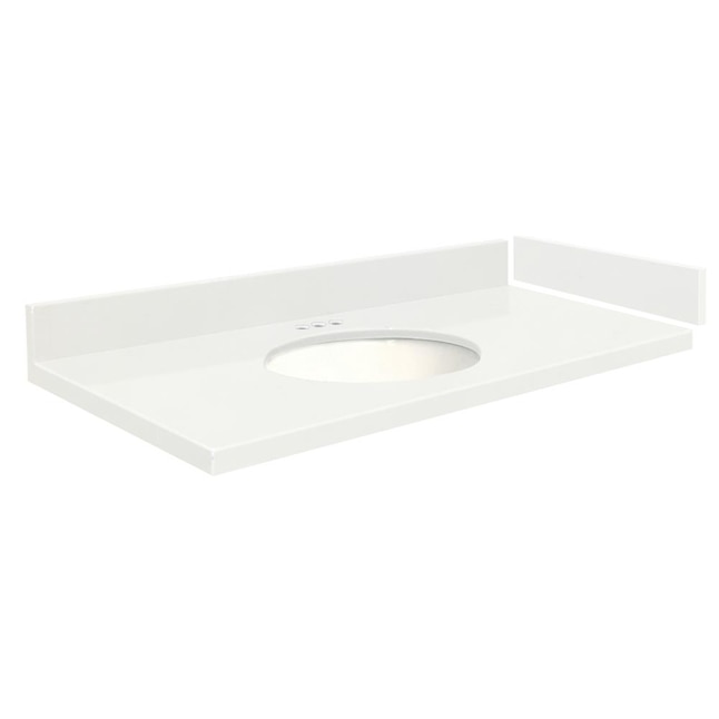 Transolid 60 In Natural White Quartz Single Sink Bathroom Vanity Top The Tops Department At Com - 60 Bathroom Vanity Top With Single Sink