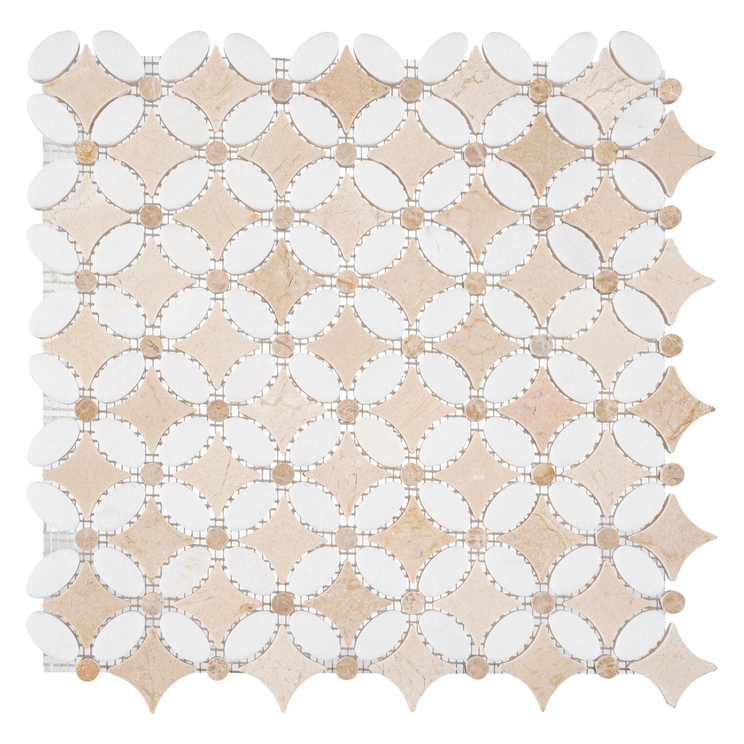 Andova Tiles ANDMART467 MARTHA Galley 13-in x 13-in Glossy Natural Stone Marble Look Mosaic Floor and Wall Tile (1.19-sq. ft/ Piece)