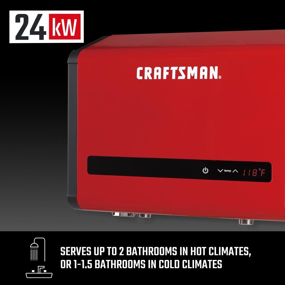 CRAFTSMAN 240-Volt 24-kW 4.8-GPM Tankless Electric Water Heater in the ...