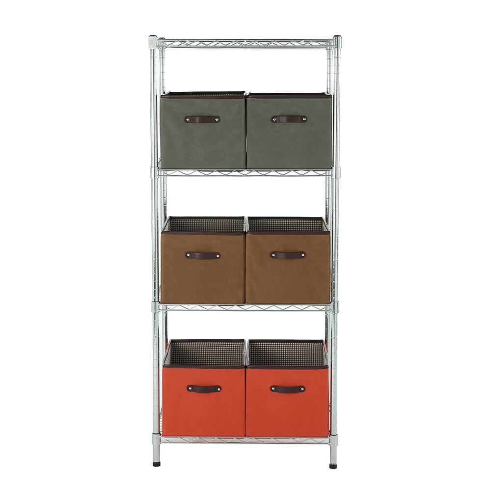 MZG 4060138OFH401SG Steel 4 -Tier Utility shelving unit ( 23.6-in W x 15.7-in D x 54.4-in H ) ( Chrome , ( 300-lb lbs. Capacity Per Shelf )