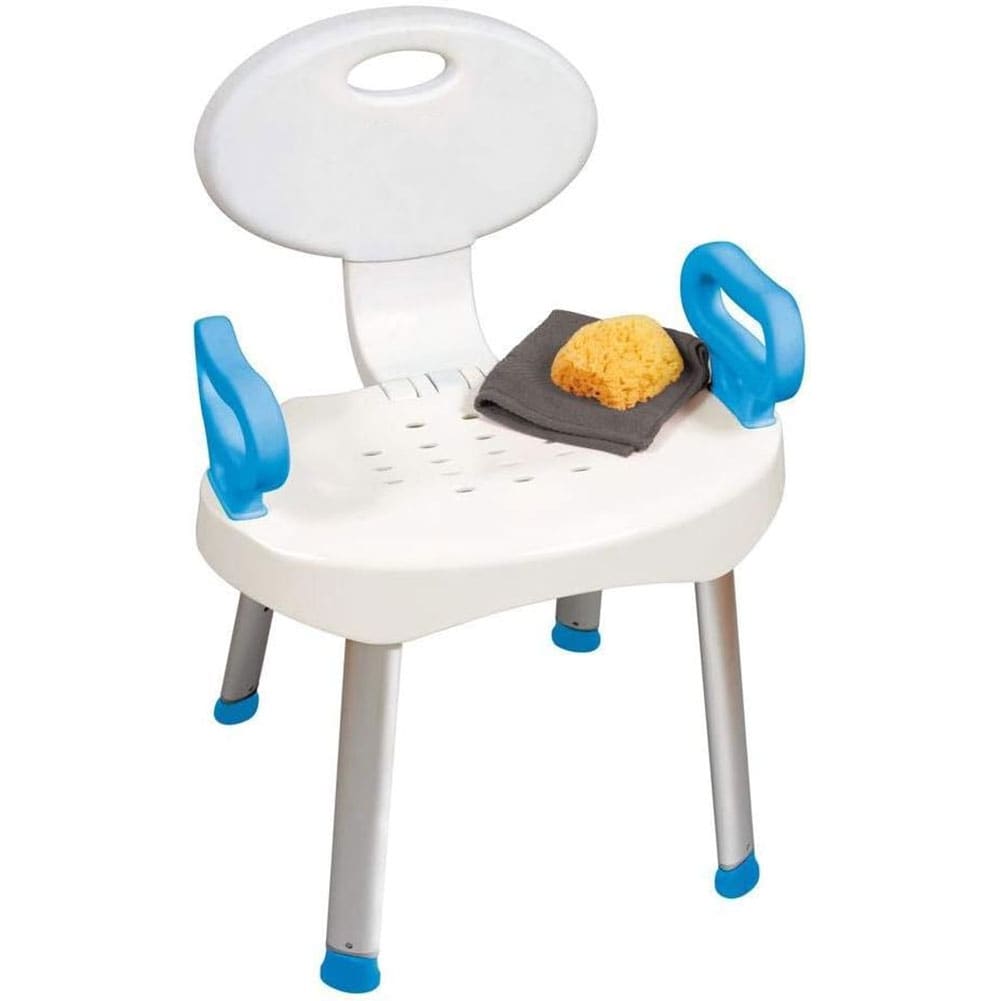Adjustable White Plastic Bath and Shower Seat with Handles