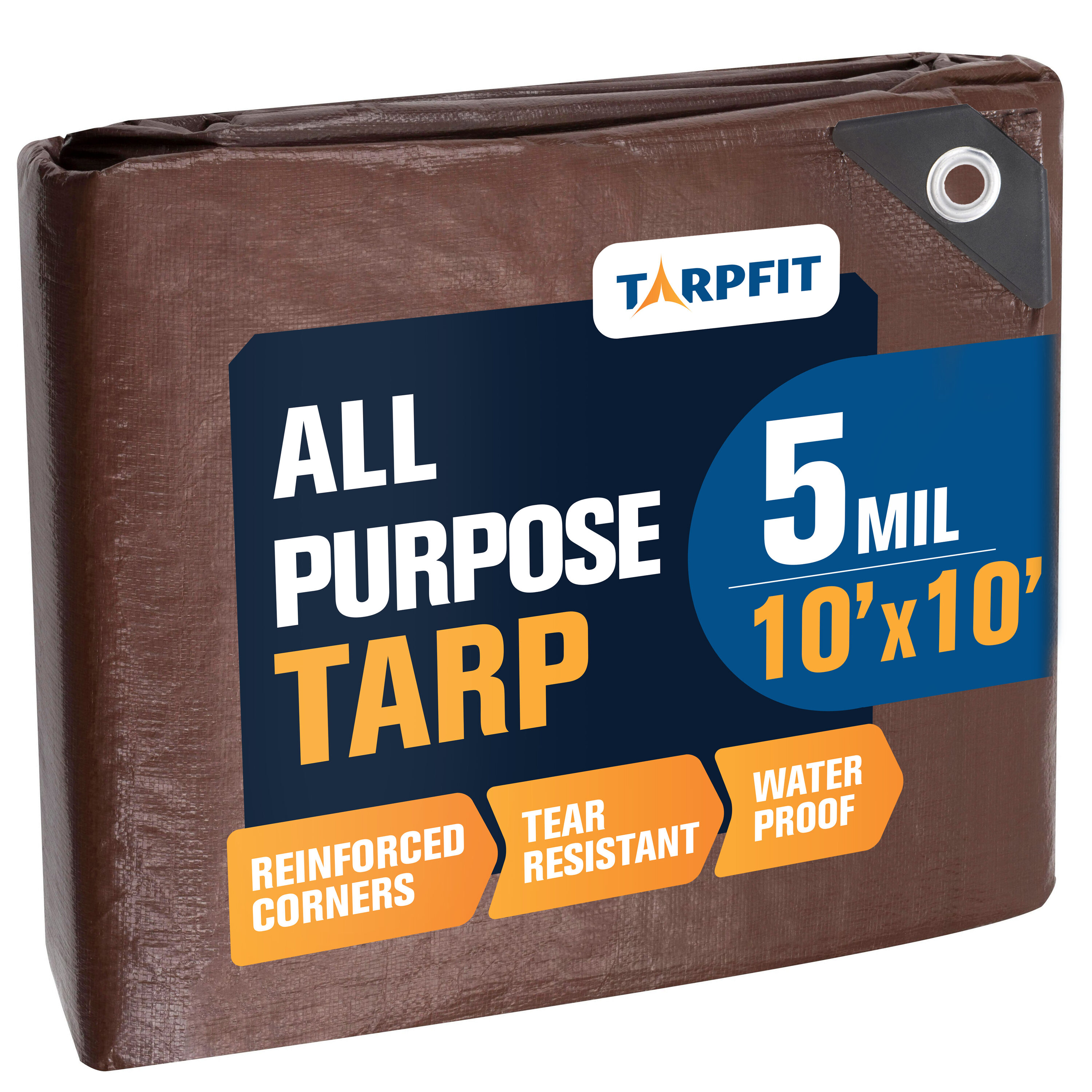 TARPFIT T5F-BR1010 10-ft x 10-ft Brown Waterproof Commercial Polyethylene 5-Mils Tarp