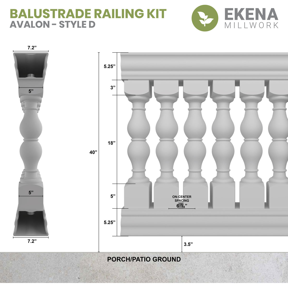 Ekena Millwork BALK40X024AVD railings - View #2