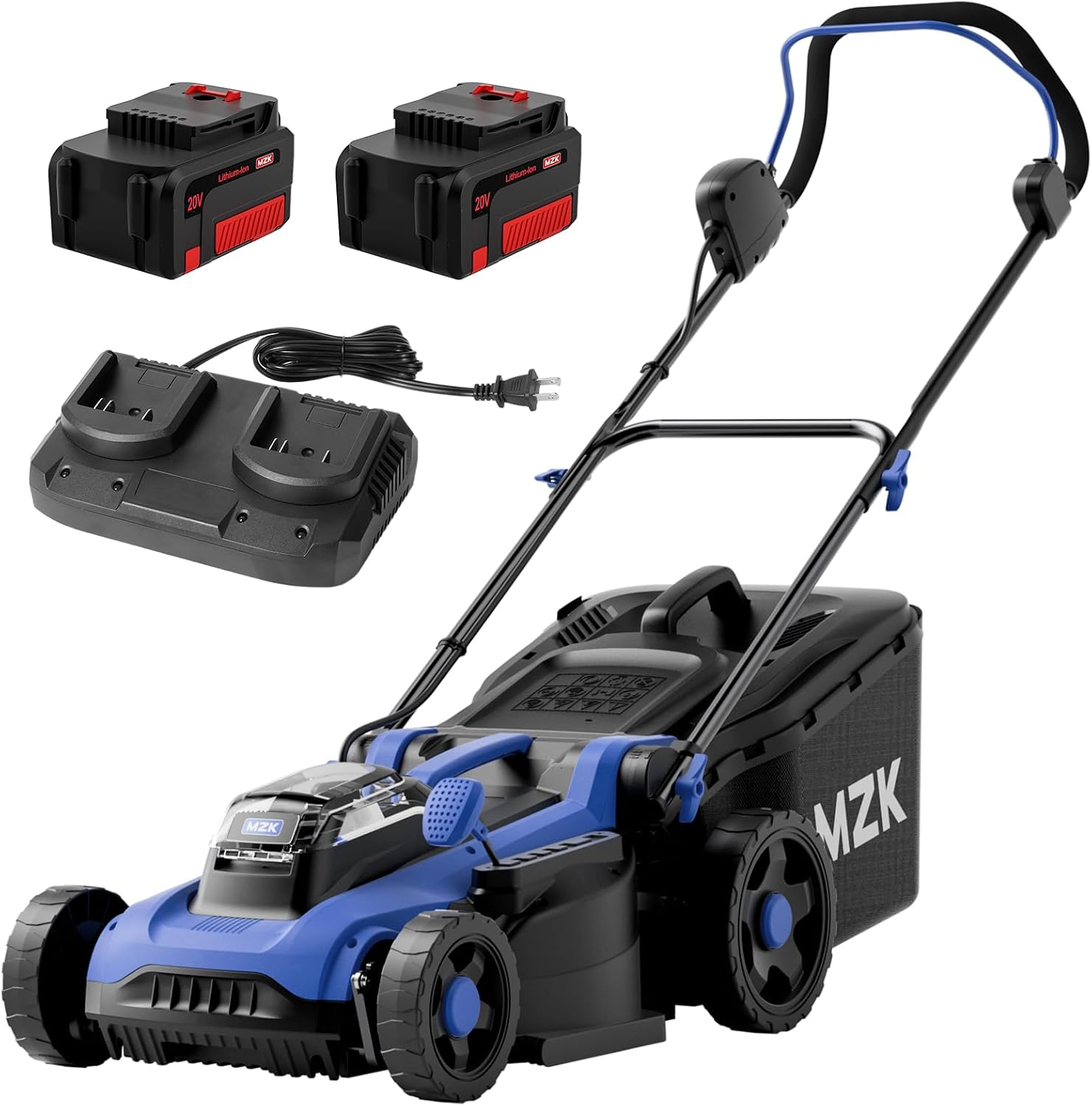 MZK 40V 16 Inch Cordless Push Mower with 2 Pack 4.0Ah Batteries and Charger for Lawn Maintenance Blue #MZK-B0H2VMF5LX
