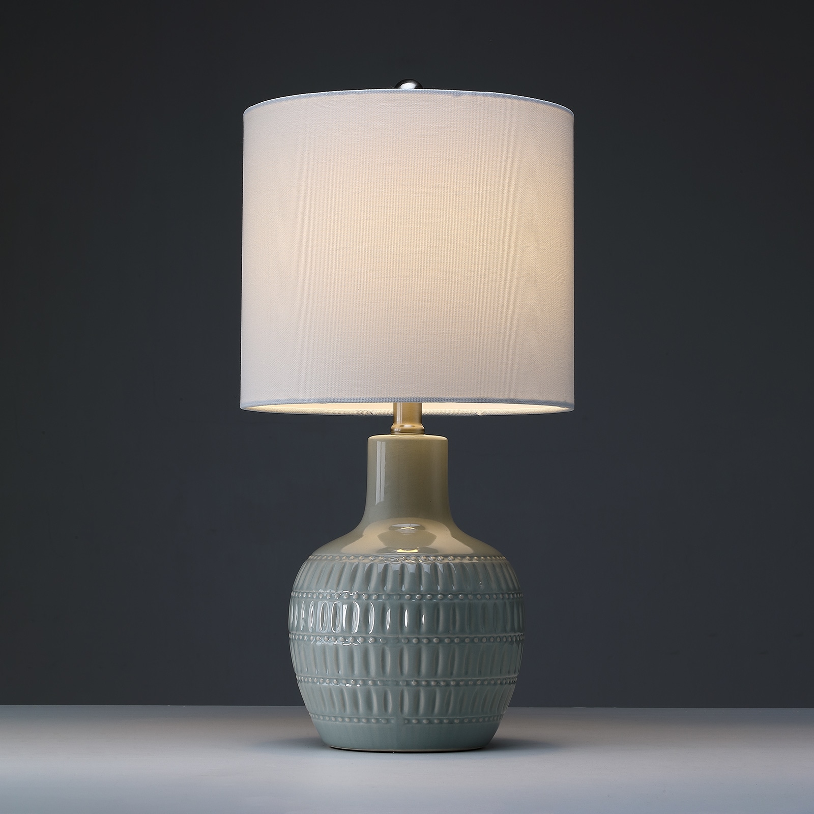 True Fine - 19-in Sage green On/Off switch Table Lamp with Fabric Shade