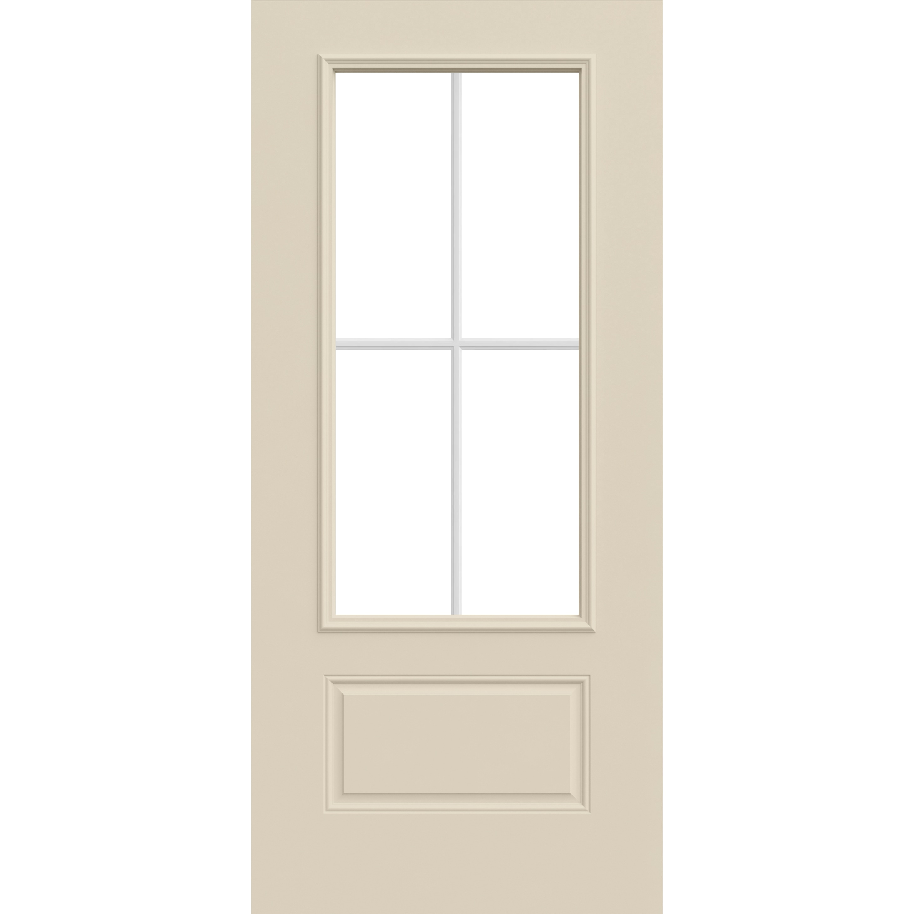 36-in x 80-in Steel 3/4 Lite Universal Reversible Primed Slab Door Single Front Door Insulating Core in Off-White | - JELD-WEN LOWOLJW230500267
