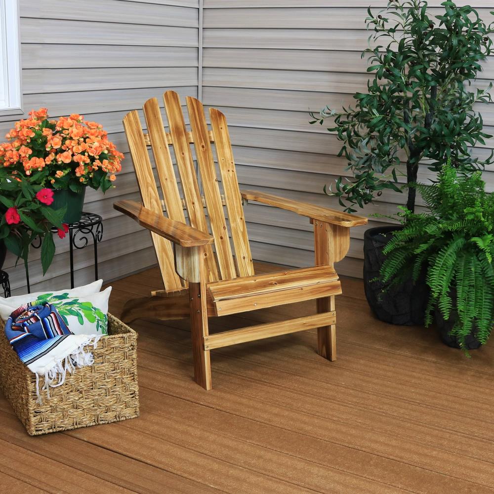 Sunnydaze Decor IEO-594 Brown Wood Frame Stationary Adirondack Chair with Solid Seat