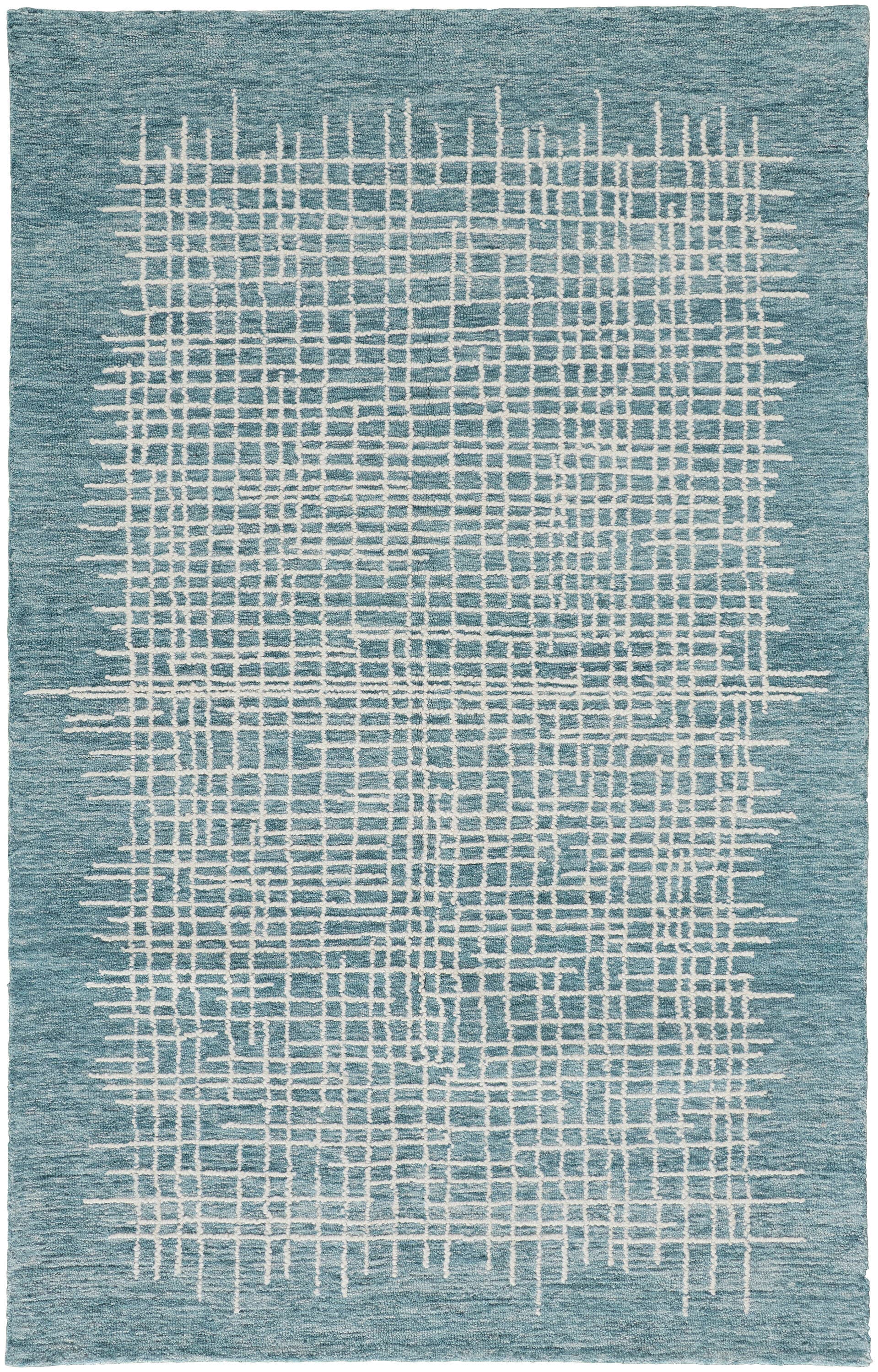 Room Envy 8 X 10 (ft) Wool Blue/Ivory Indoor Abstract Area Rug in the ...