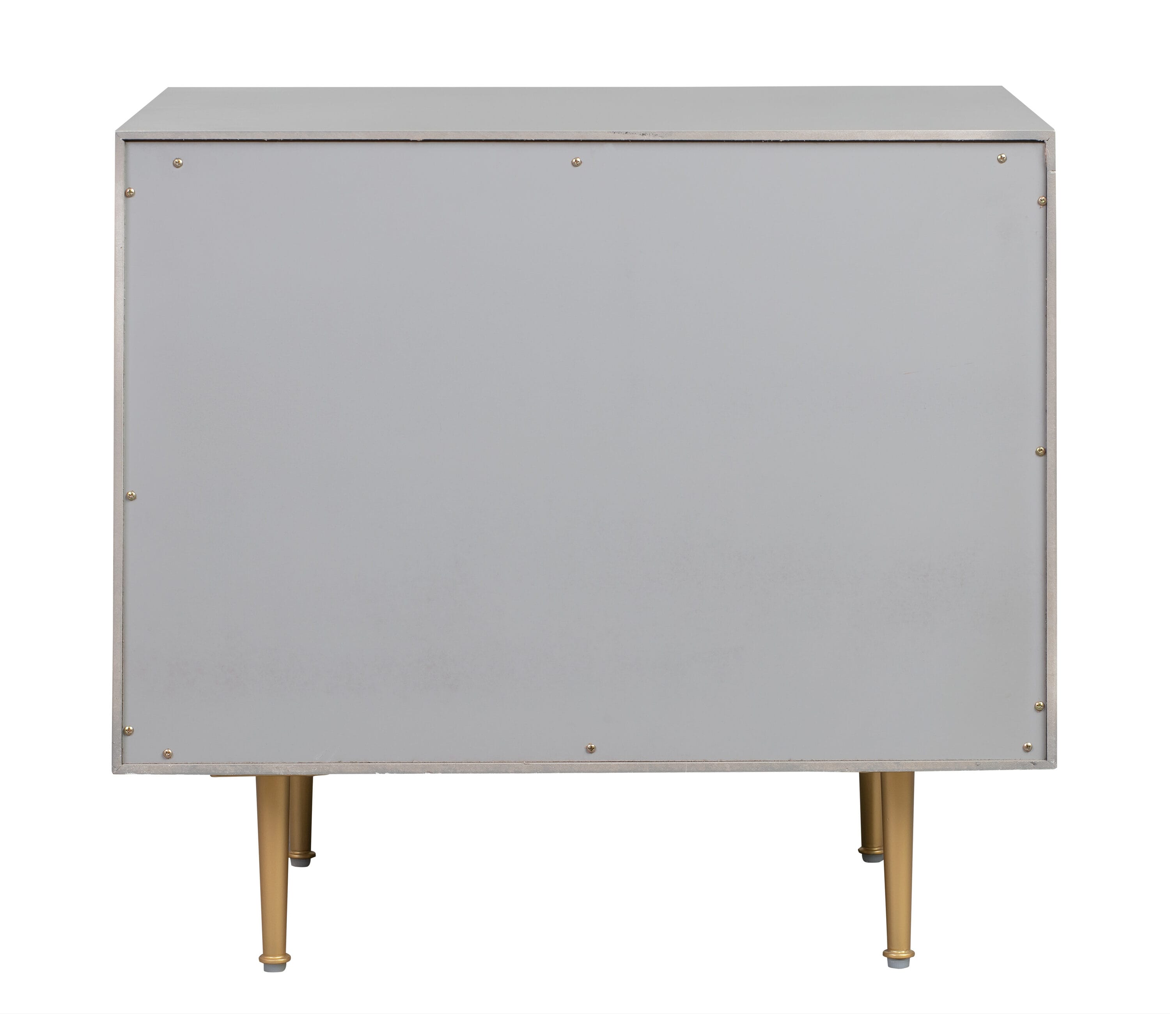 Gray 3-Drawer Nightstand with Brass Accents