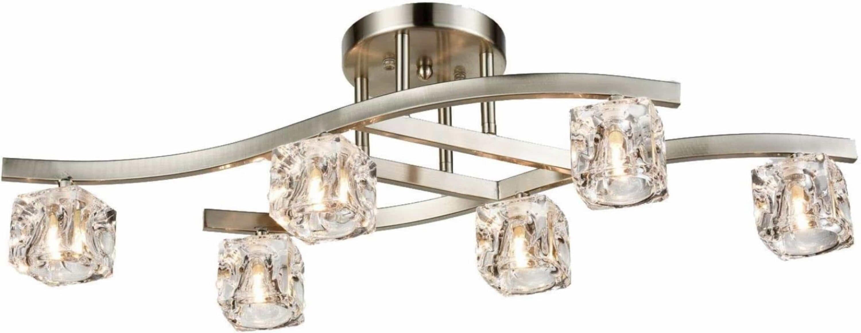 Claxy DX-B7032-6CU-BN Crystal 1 -Light 29.06-in Brushed Nickel Semi Flush Mount Light