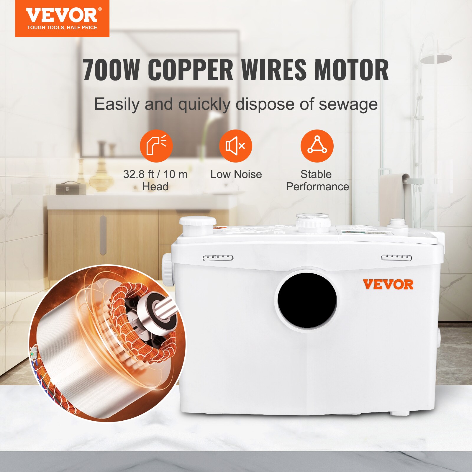 VEVOR 115-Volt Plastic Macerating Pump in the Water Pumps department at