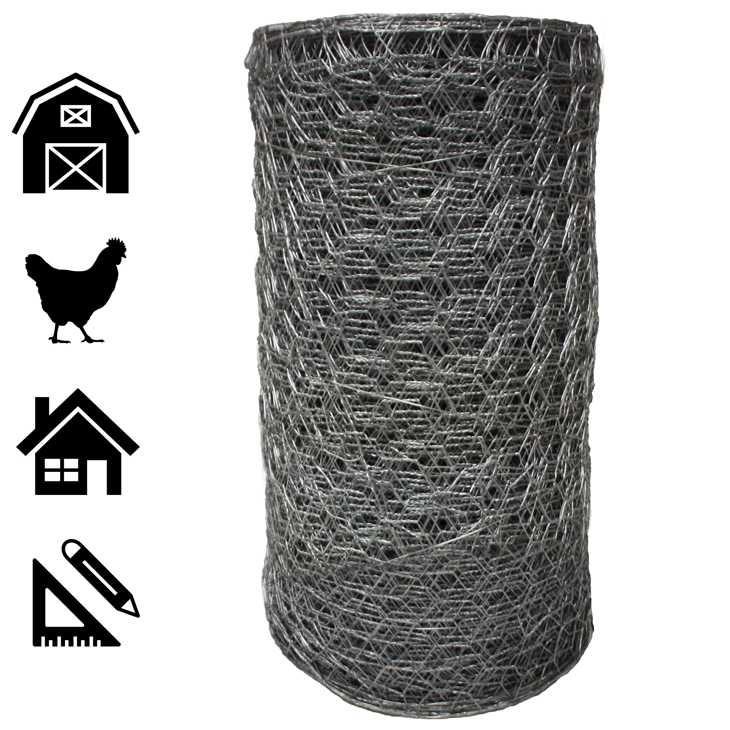 GARDEN CRAFT 25-ft x 3-ft Gray Galvanized Steel Chicken Wire Rolled Fencing  with Mesh Size 1-in in the Rolled Fencing department at