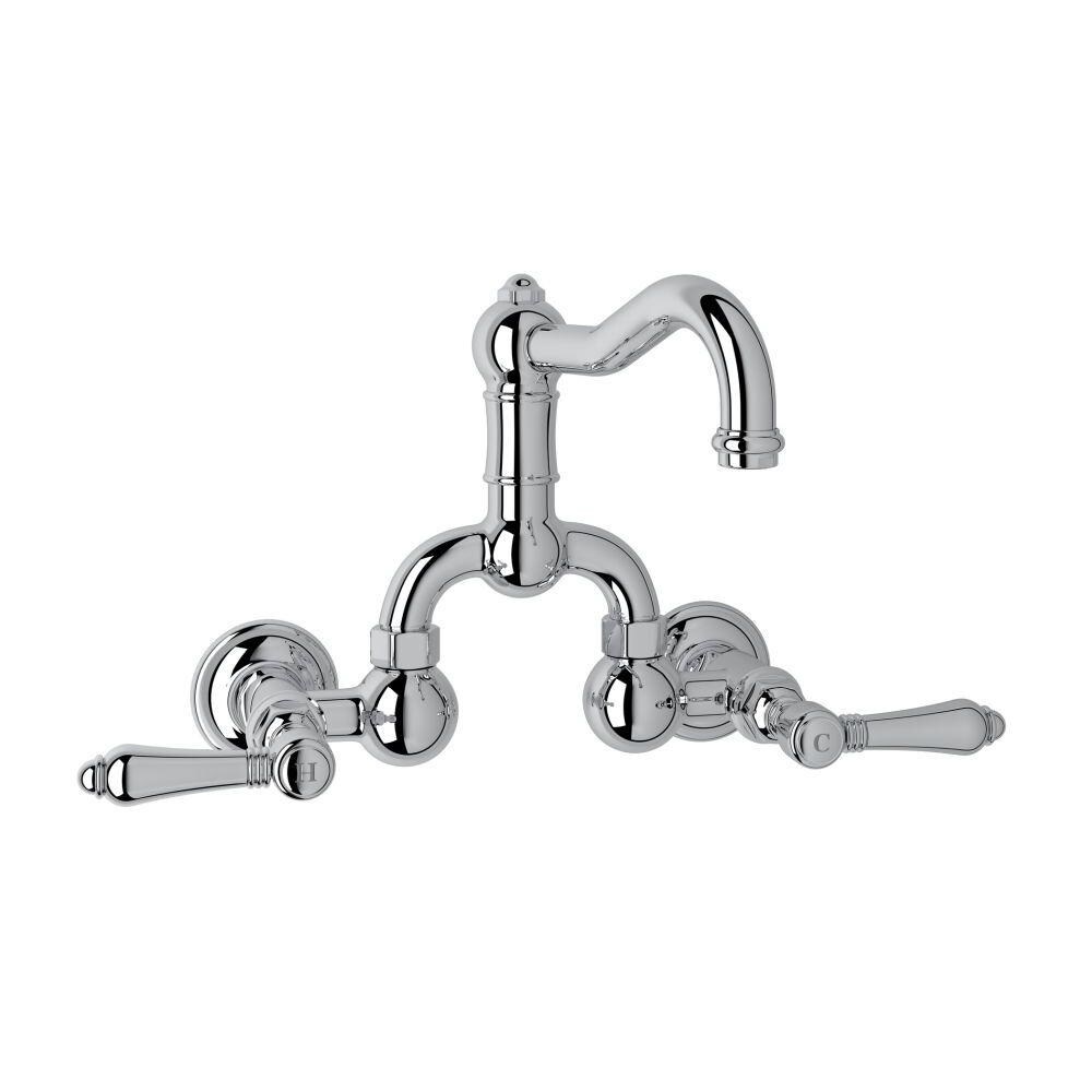 Rohl A1418LMAPC-2 Country Bath Polished Chrome Wall-mount 2-handle Mid-arc Residential Handle Bathroom Sink Faucet with Drain