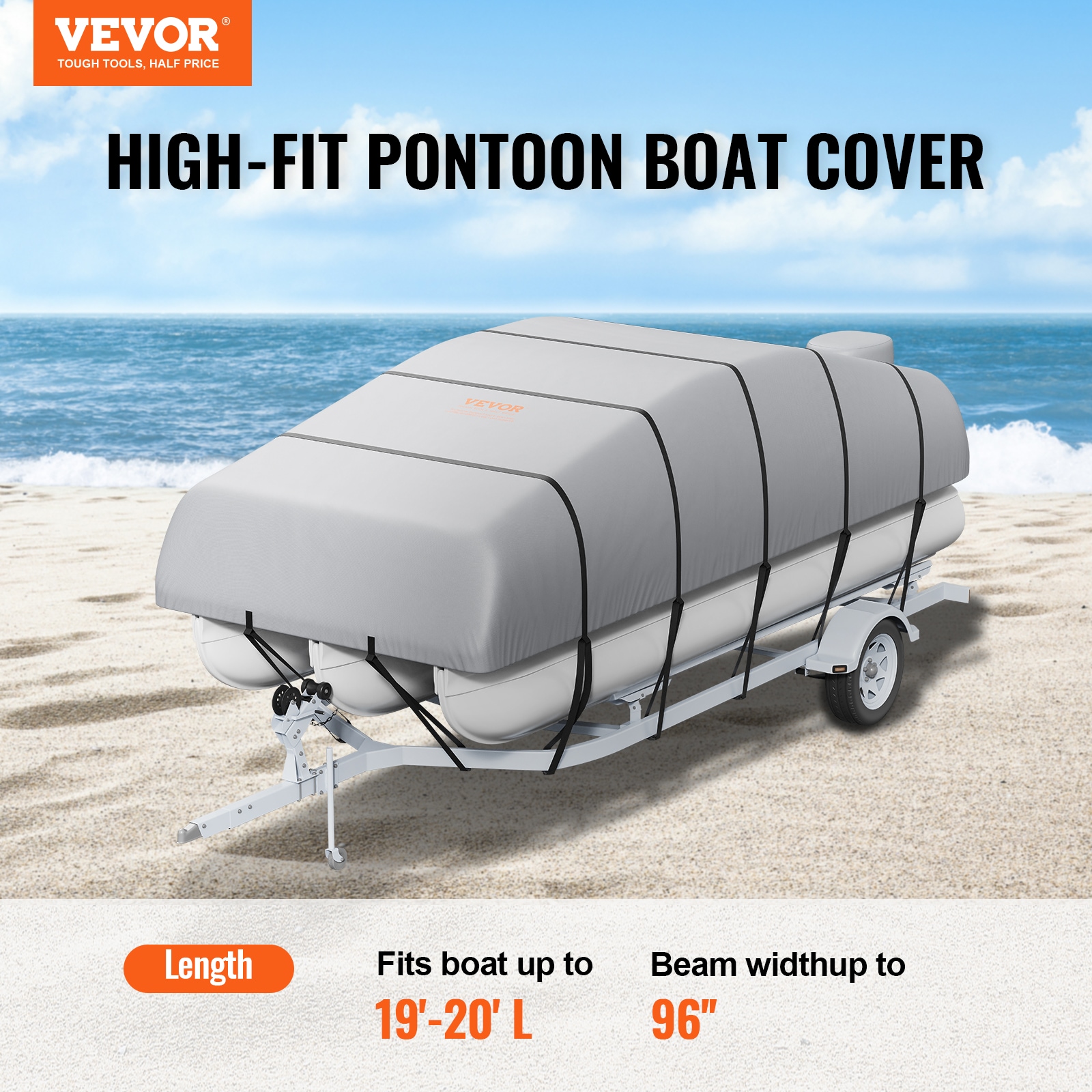 VEVOR Pontoon Boat Cover, Waterproof Trailerable Pontoon Cover