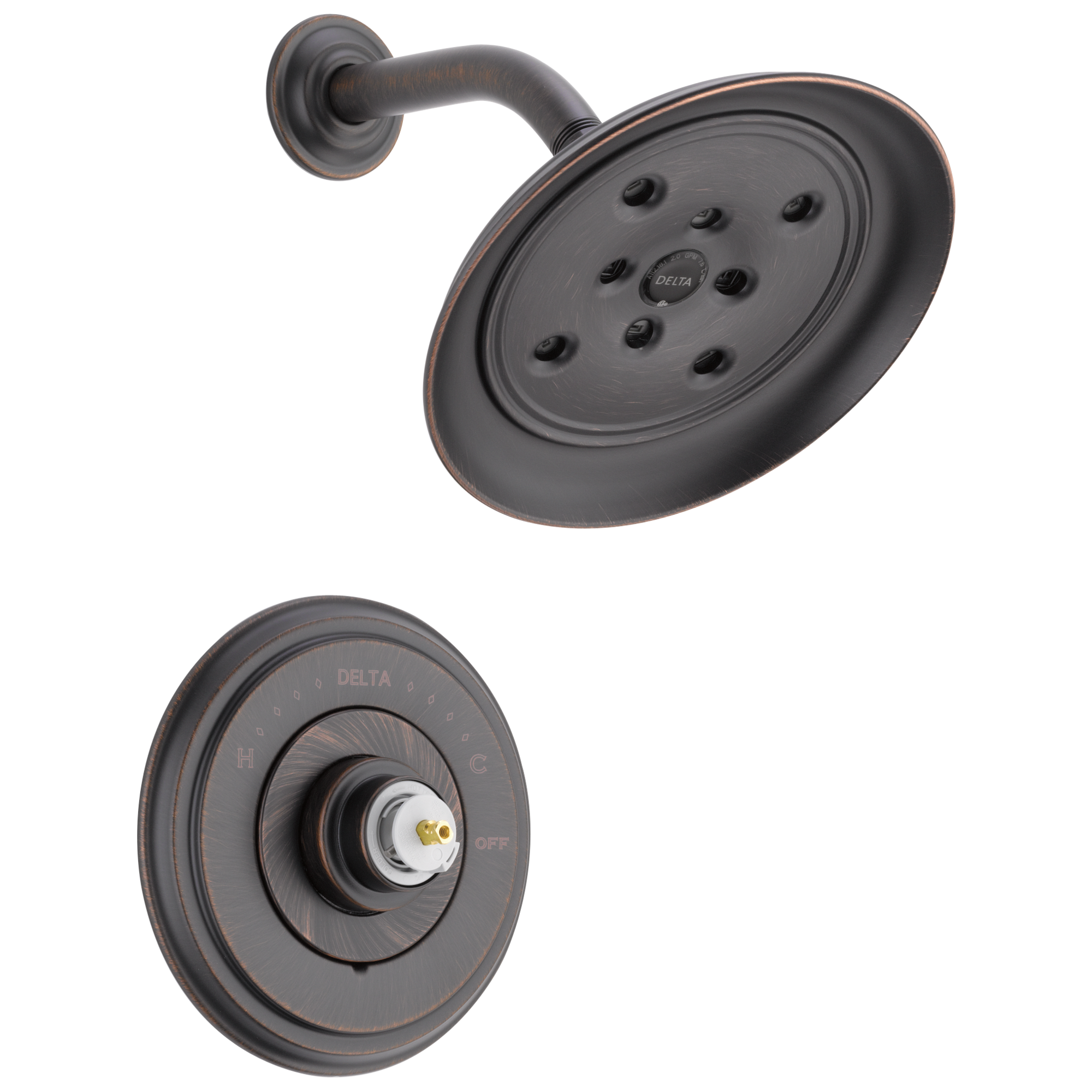 Delta T14297-RBLHP Cassidy Venetian Bronze Sold separately Single function 7.875-Inches Round Shower Faucet