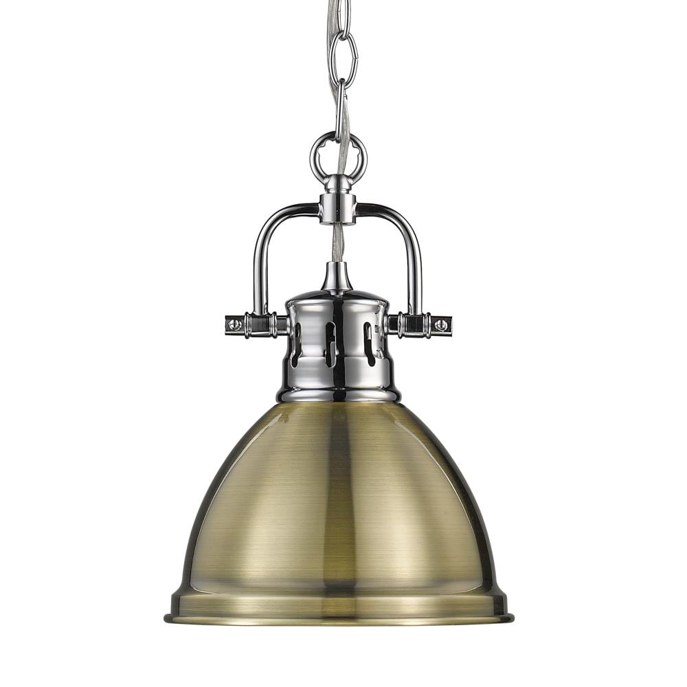 Golden Lighting Duncan Chrome Mid-century Dome Mini Hanging Pendant 