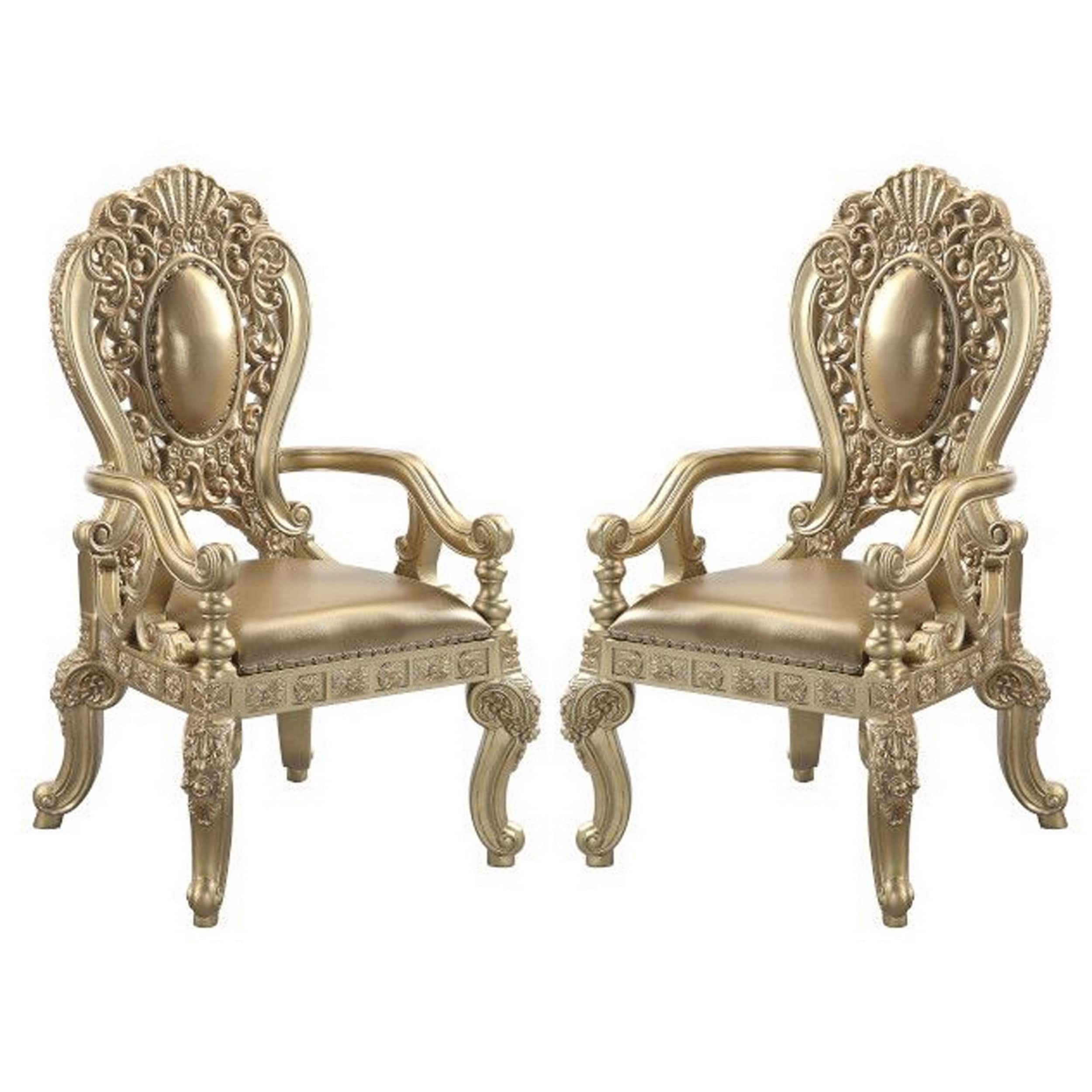Benzara BM262151 2 Modern Gold Faux leather Accent Chair