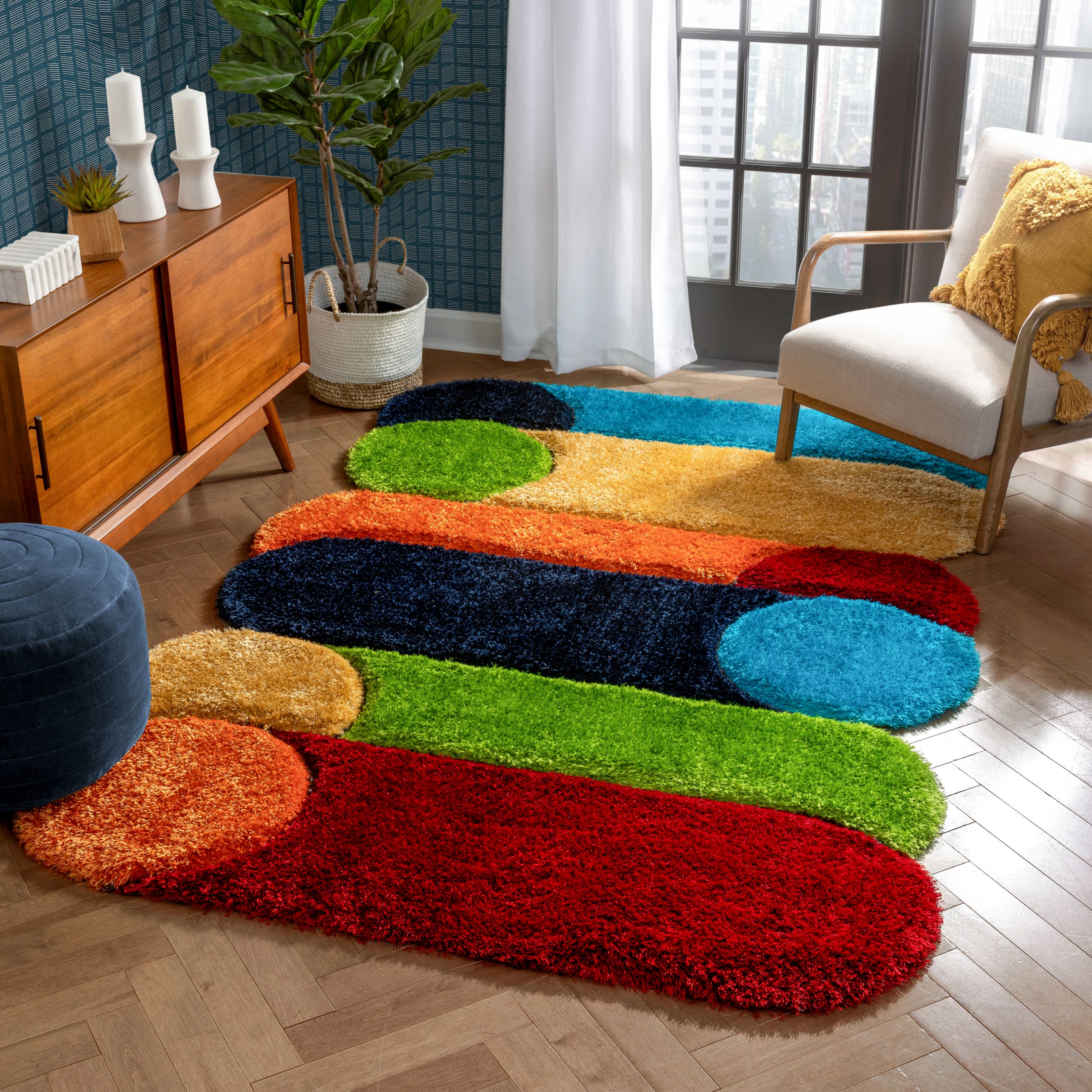 Well Woven PAB-41-7 Pablo 8 x 10 (ft) Loomed Polyester Multi Rectangular Indoor Geometric Global Area rug