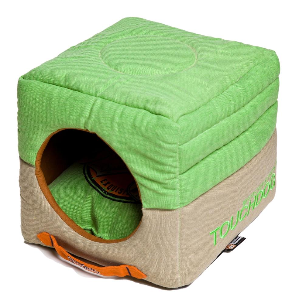 Touchdog PB31GNLG Square Mint Green, Khaki Cotton and Polyester Dog Bed ( Small )