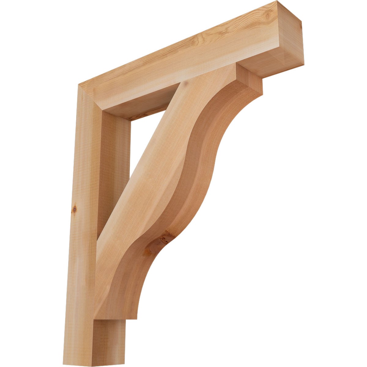 Ekena Millwork BKT04X24X28FST05SWR Funston Block Smooth 3-1/2-in x 24-in x 28-in Western red cedar Brown Wood Standard bracket