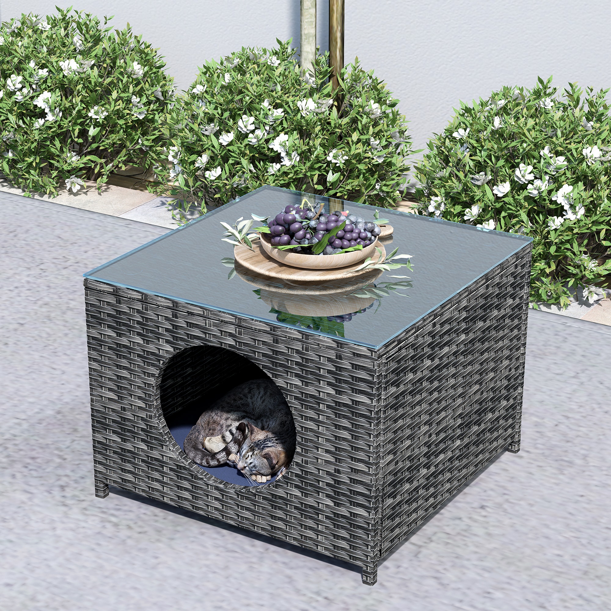 Ovios YG-T Square Wicker Outdoor Coffee Table 23.62-in W x 23.62-in L