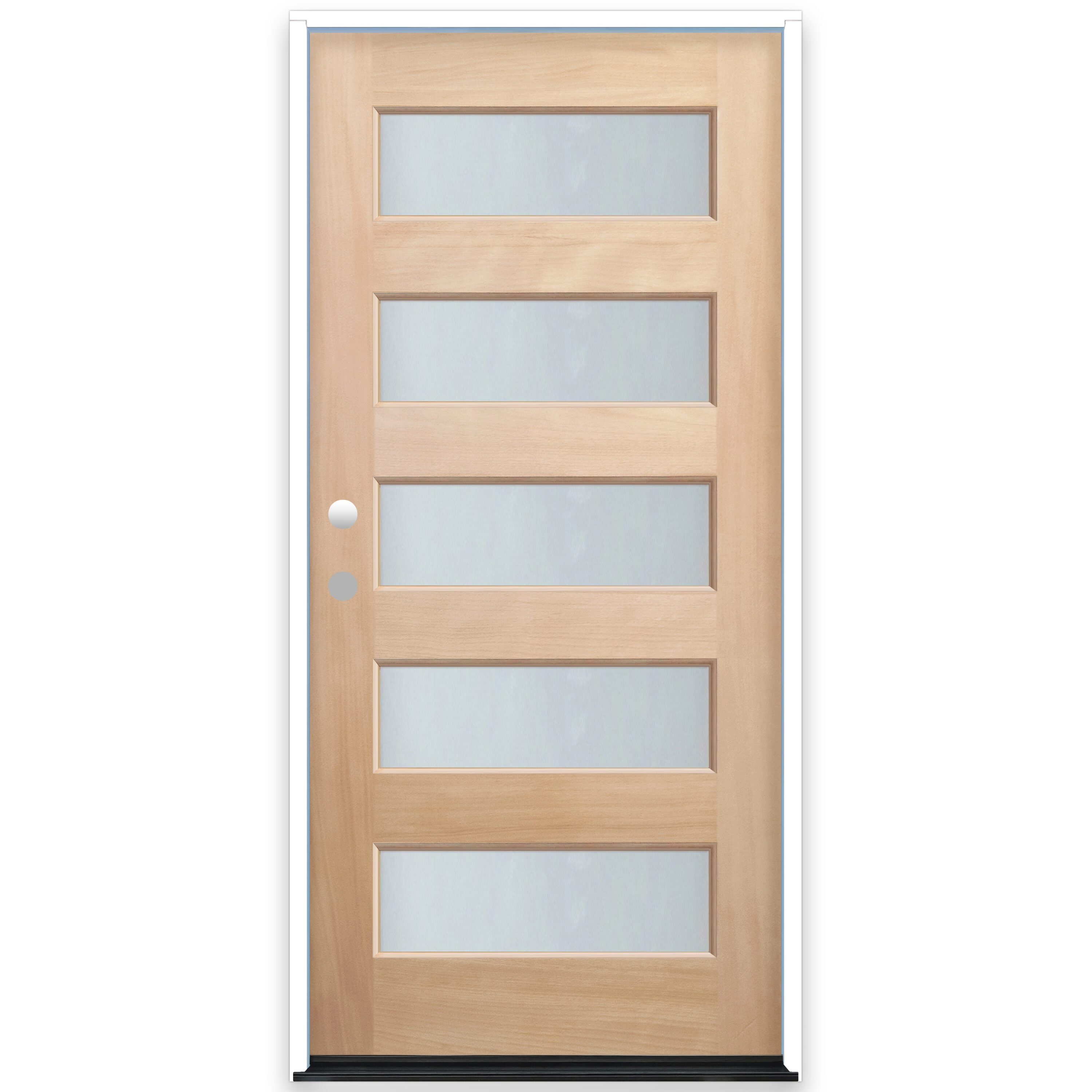 Creative Entryways UM55MSCR 36-in x 80-in x 4-9/16-in Wood Full lite Right-hand inswing Unfinished Unfinished Prehung Front Door Solid hardwood core