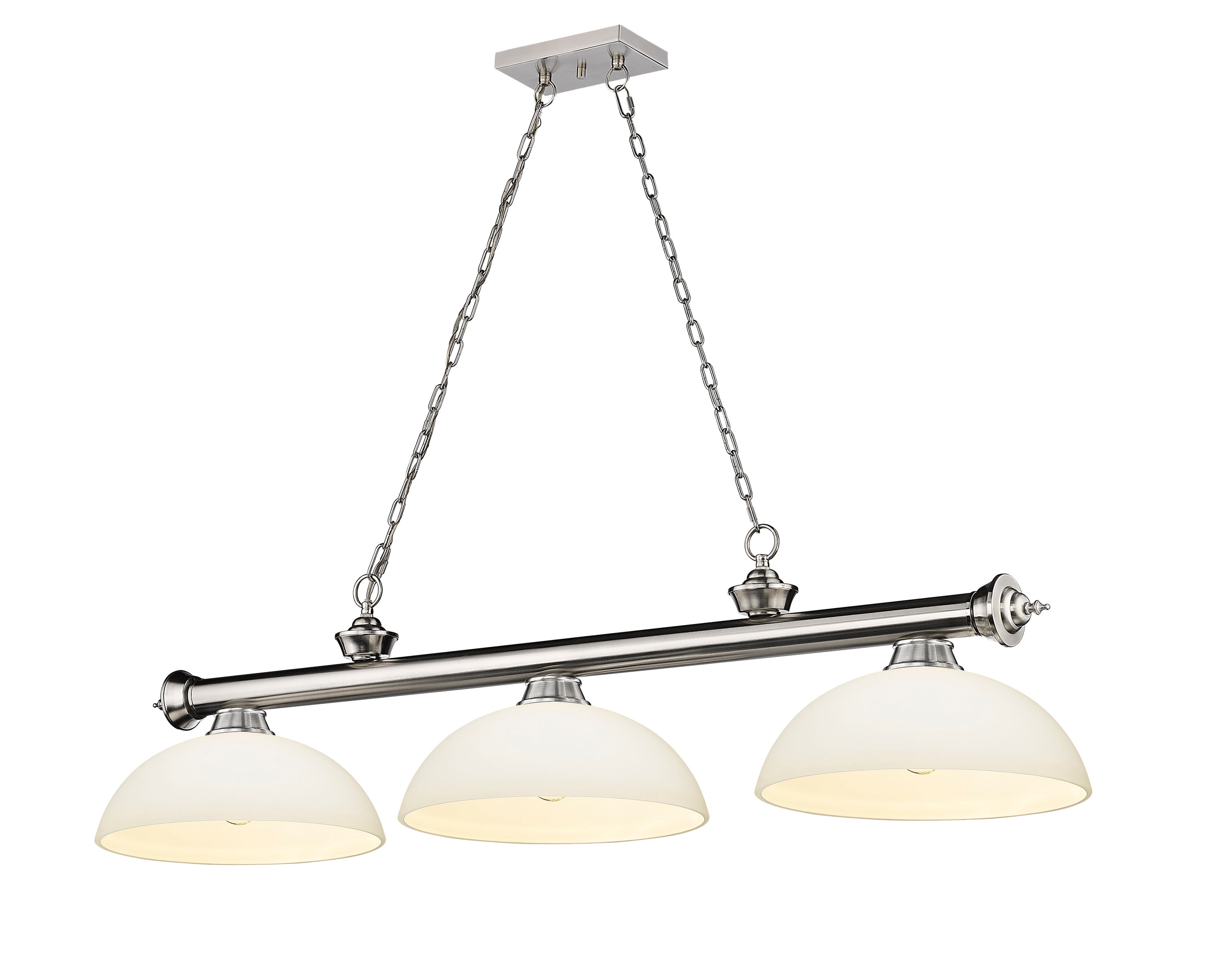 Brushed nickel store pool table light