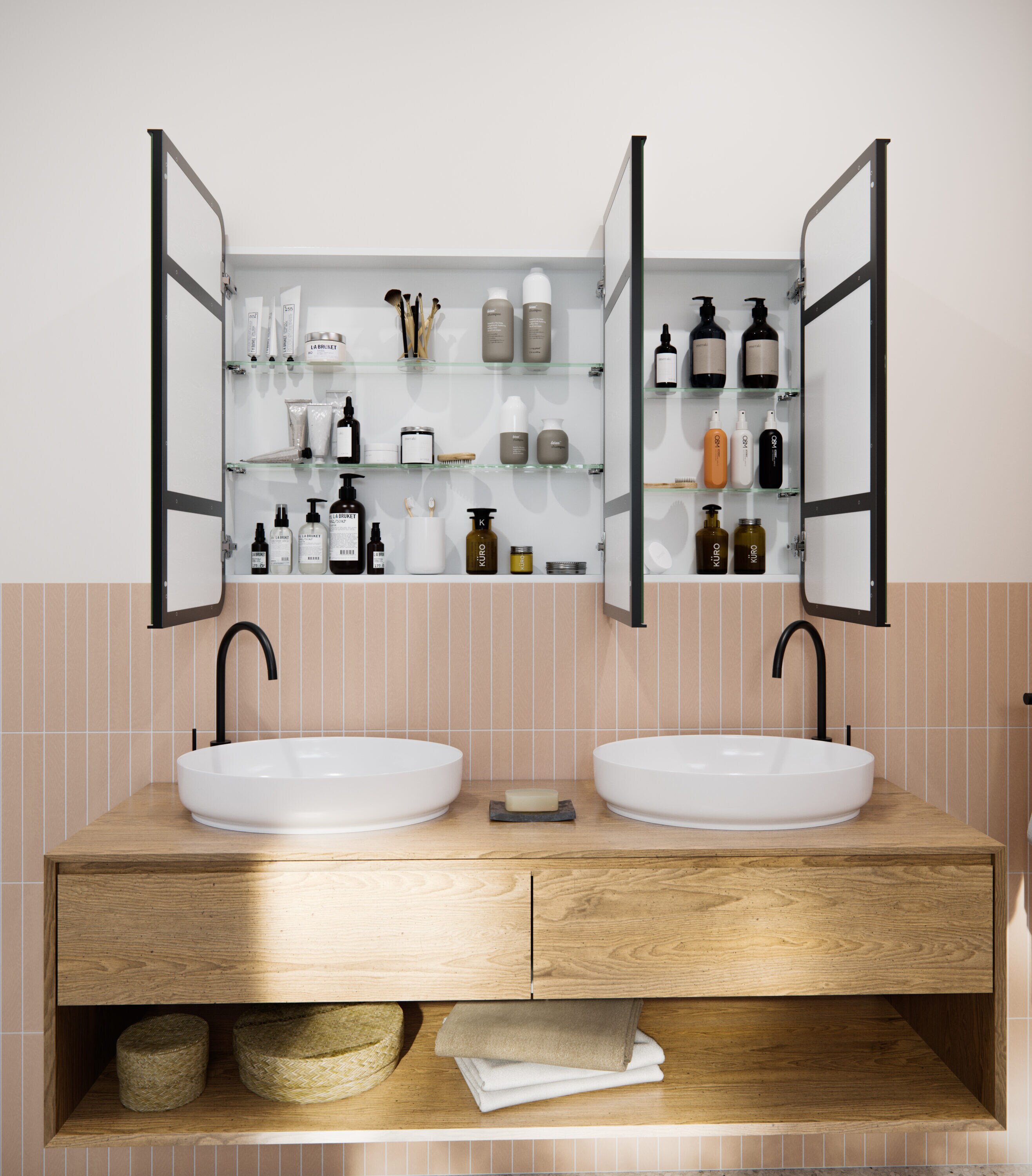 Glass Warehouse SC3-SQ-48X32-B Bathroom-Medicine-Cabinets - View #3