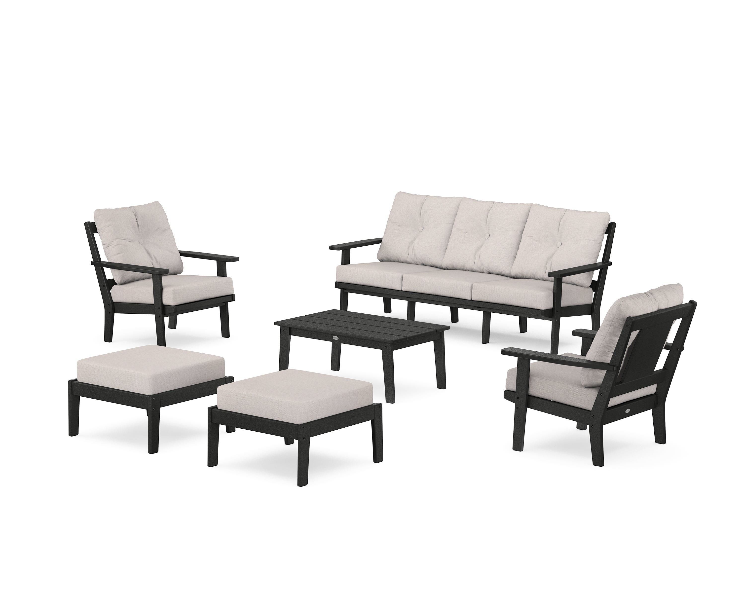 POLYWOOD PWS2147-2-BL145999 Prairie 6 -Piece Patio Sofa Conversation Set with Gray Cushions