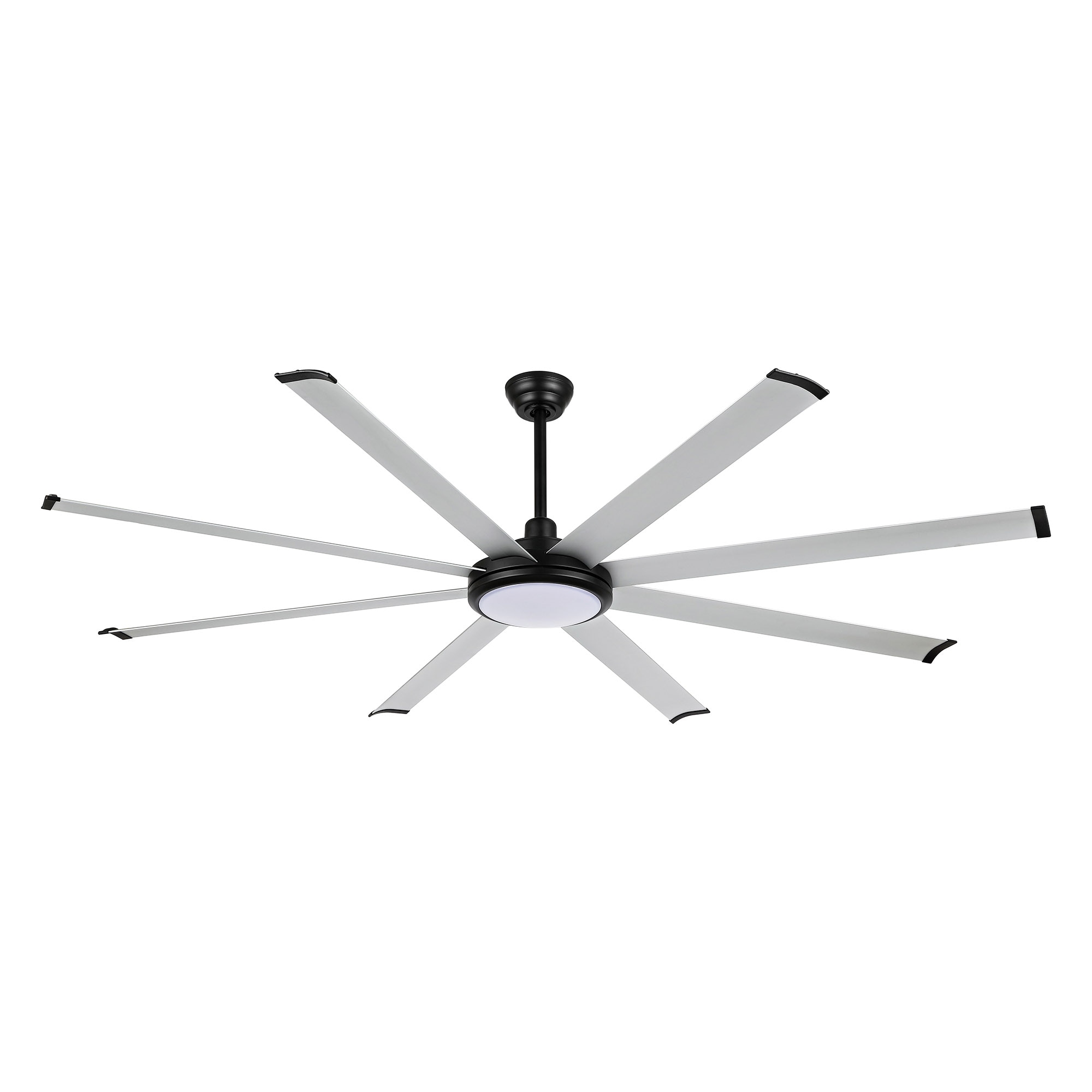 GETLEDEL LECF-BS46-NI 80-Inches Black with Silver Blades Color-Changing Integrated LED Fixture Indoor/Outdoor Downrod mount Standard Ceiling Fan With Light and Remote ( 8 -Blade)