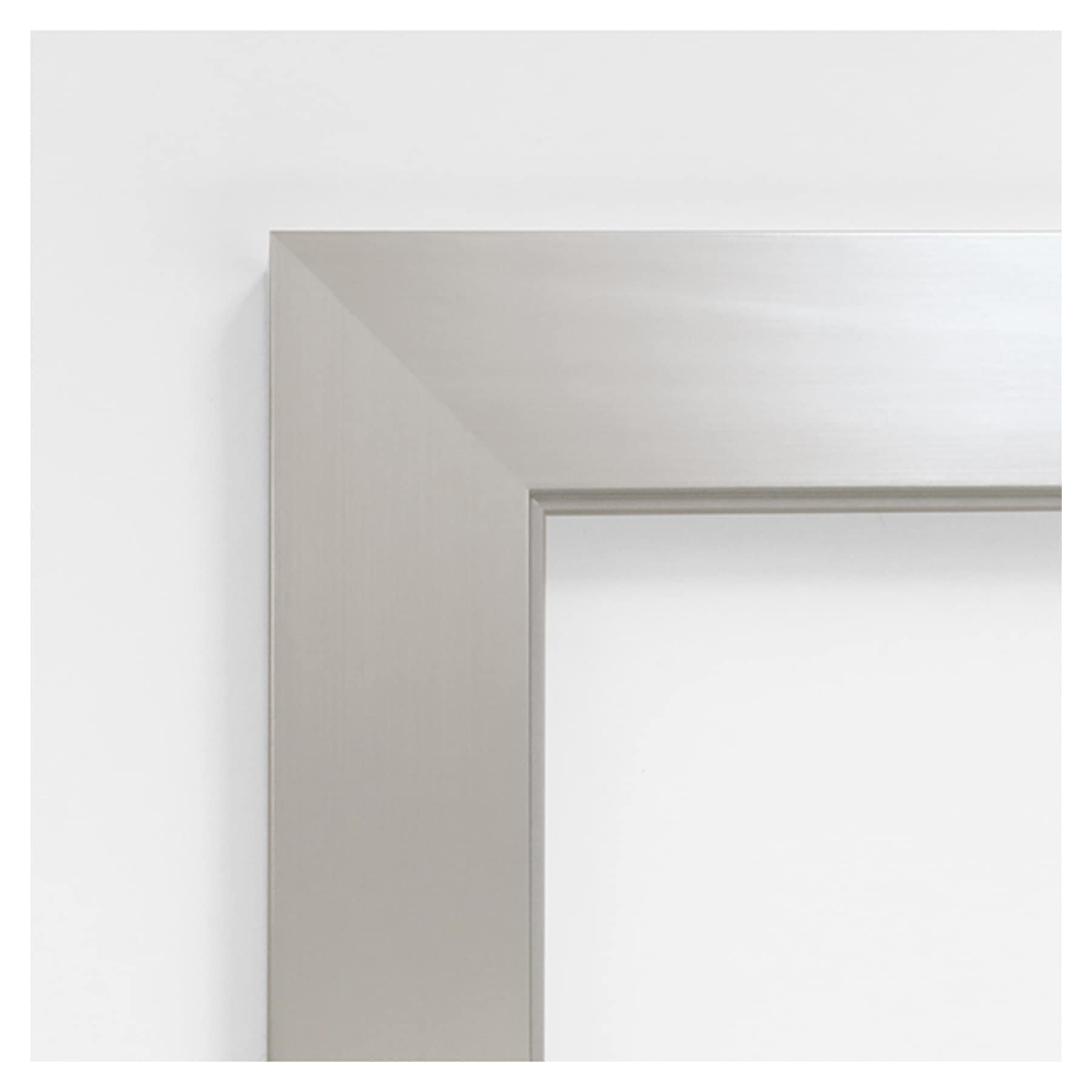 Brushed Sterling Silver 44" x 34" Wood Bathroom Vanity Mirror