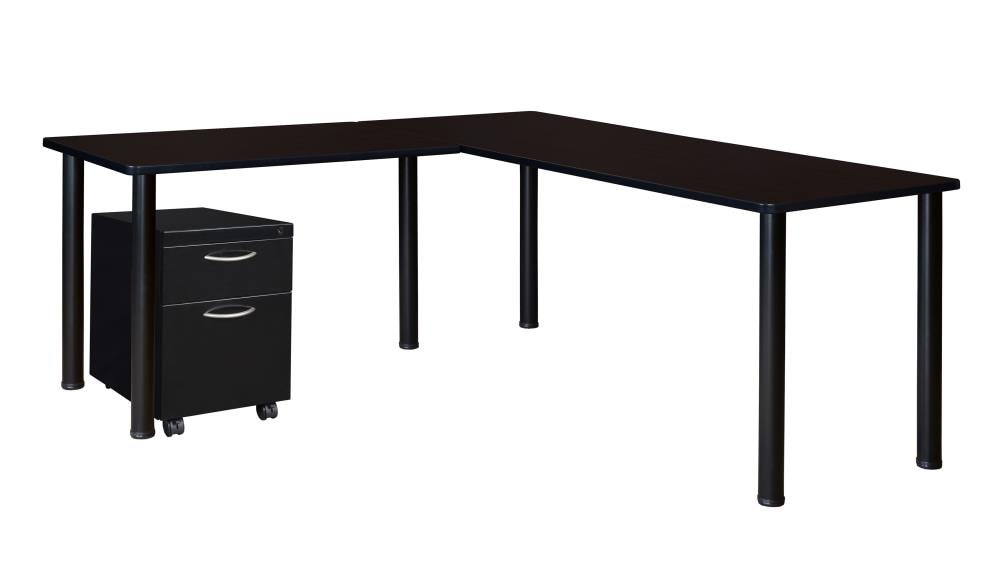 Regency MLSPM662442MWBPBK Kee Desking 66-in Brown Modern/Contemporary L-shaped Desk