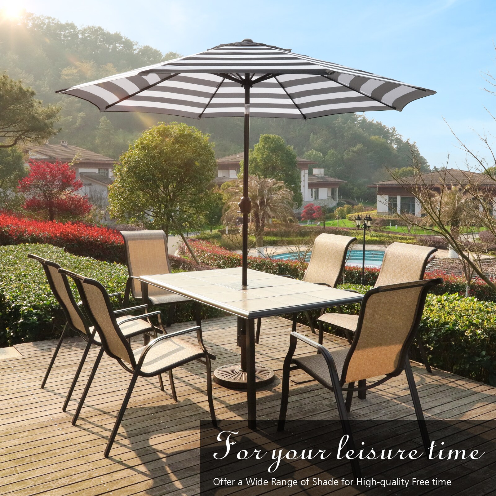 GARSING 9FT-BLACK STRIPE Umbrellas-2 - View #4