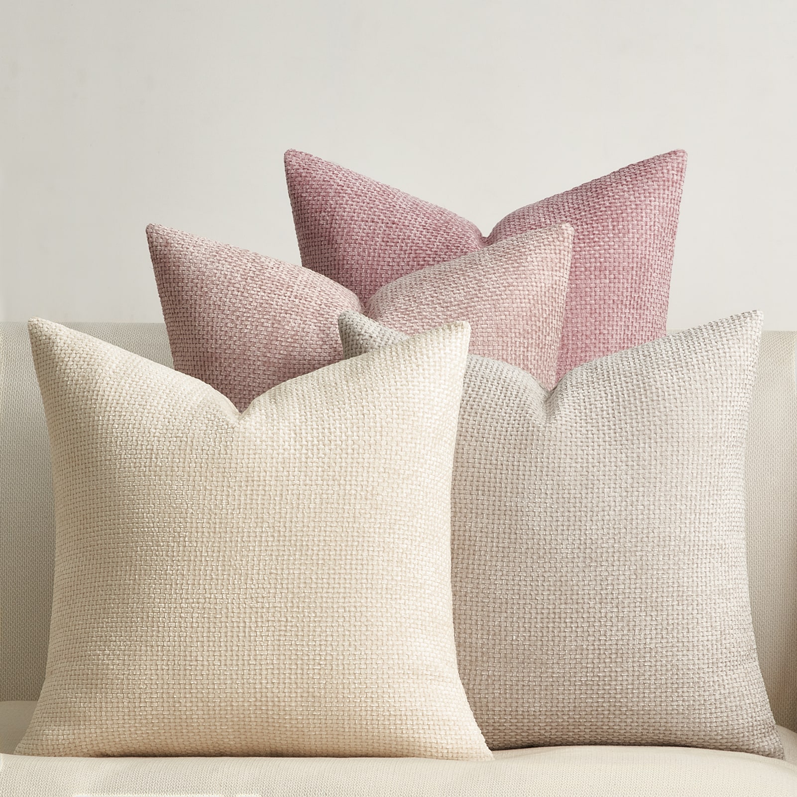 Topfinel 4-Pack 18-in Square Pink Soft Decorative Chenille Throw Pillow Cover