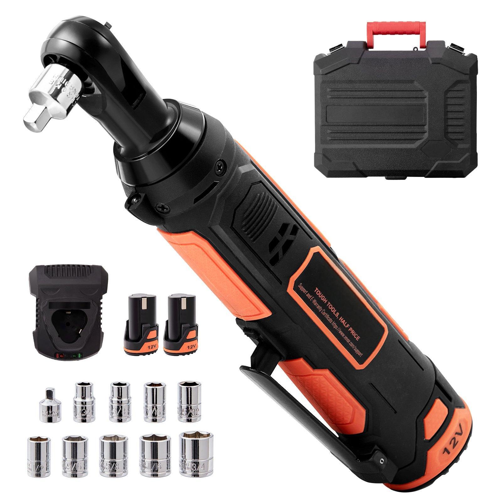 SUGIFT 3/8 inch Cordless Electric Ratchet Wrench Kit 12V with Batteries and 10 Sockets #LJMLSSUSS068