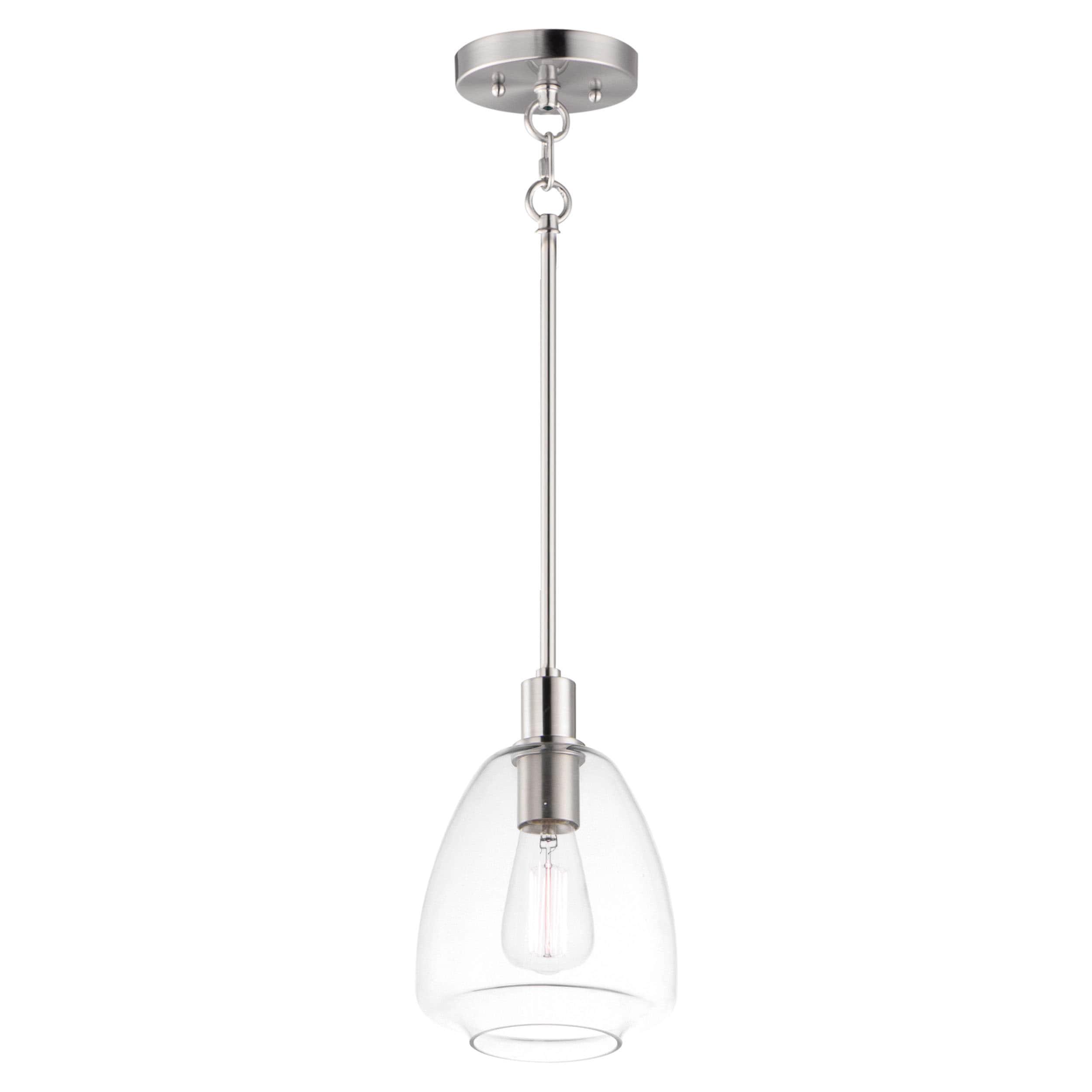 Maxim Lighting 11112CLSN Babylon Satin Nickel Transitional Clear glass Schoolhouse Medium Hanging Pendant light