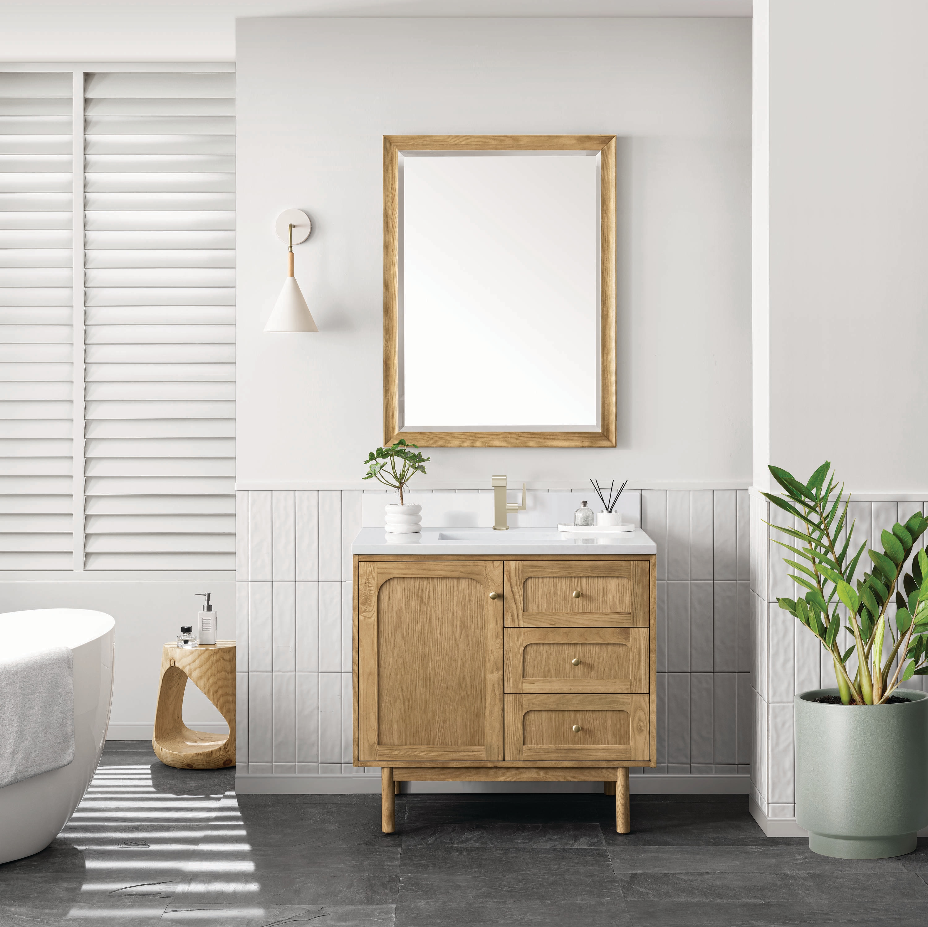 Laurent 36'' Light Natural Oak Single Vanity with Quartz Top