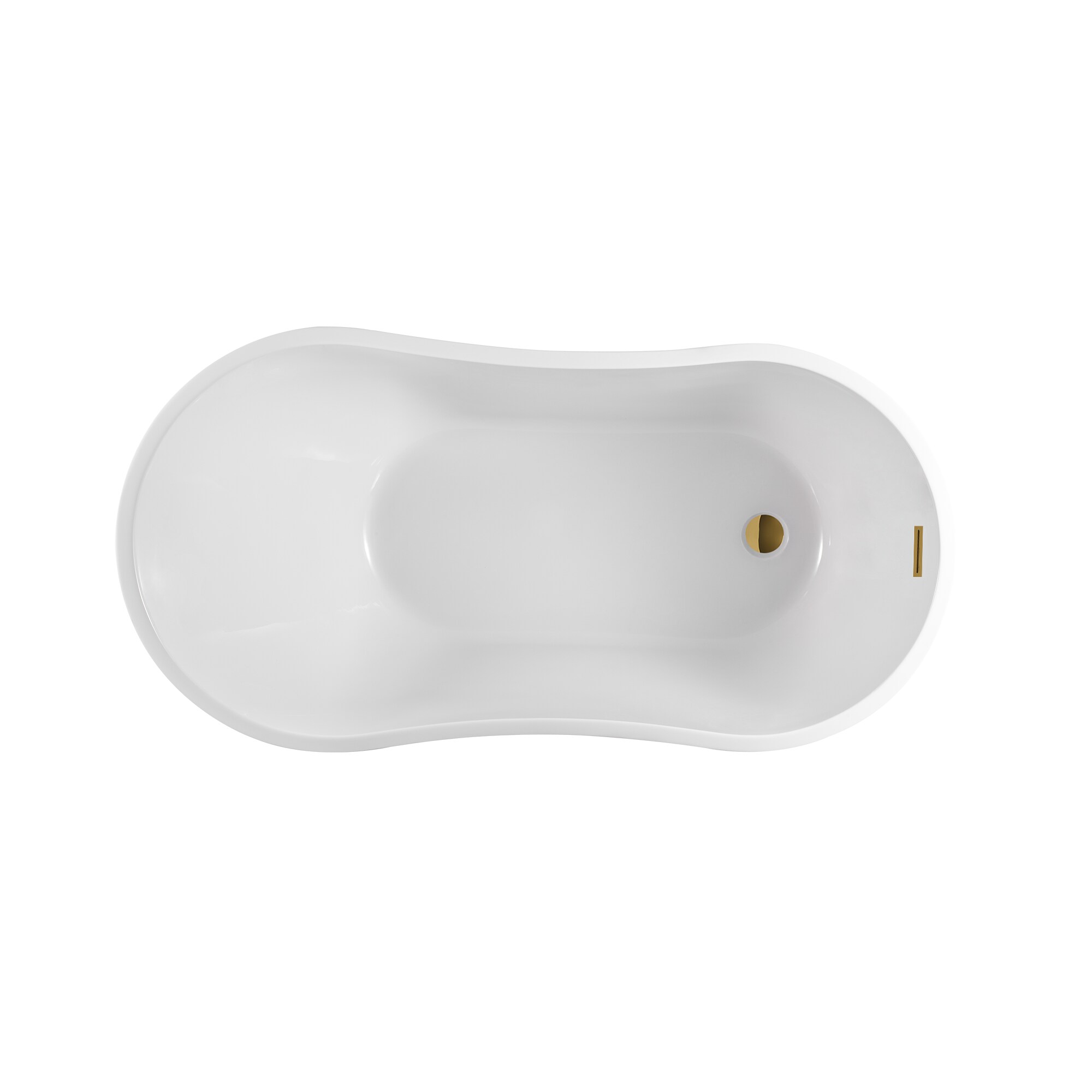 54" White and Titanium Gold Freestanding Acrylic Soaking Bathtub