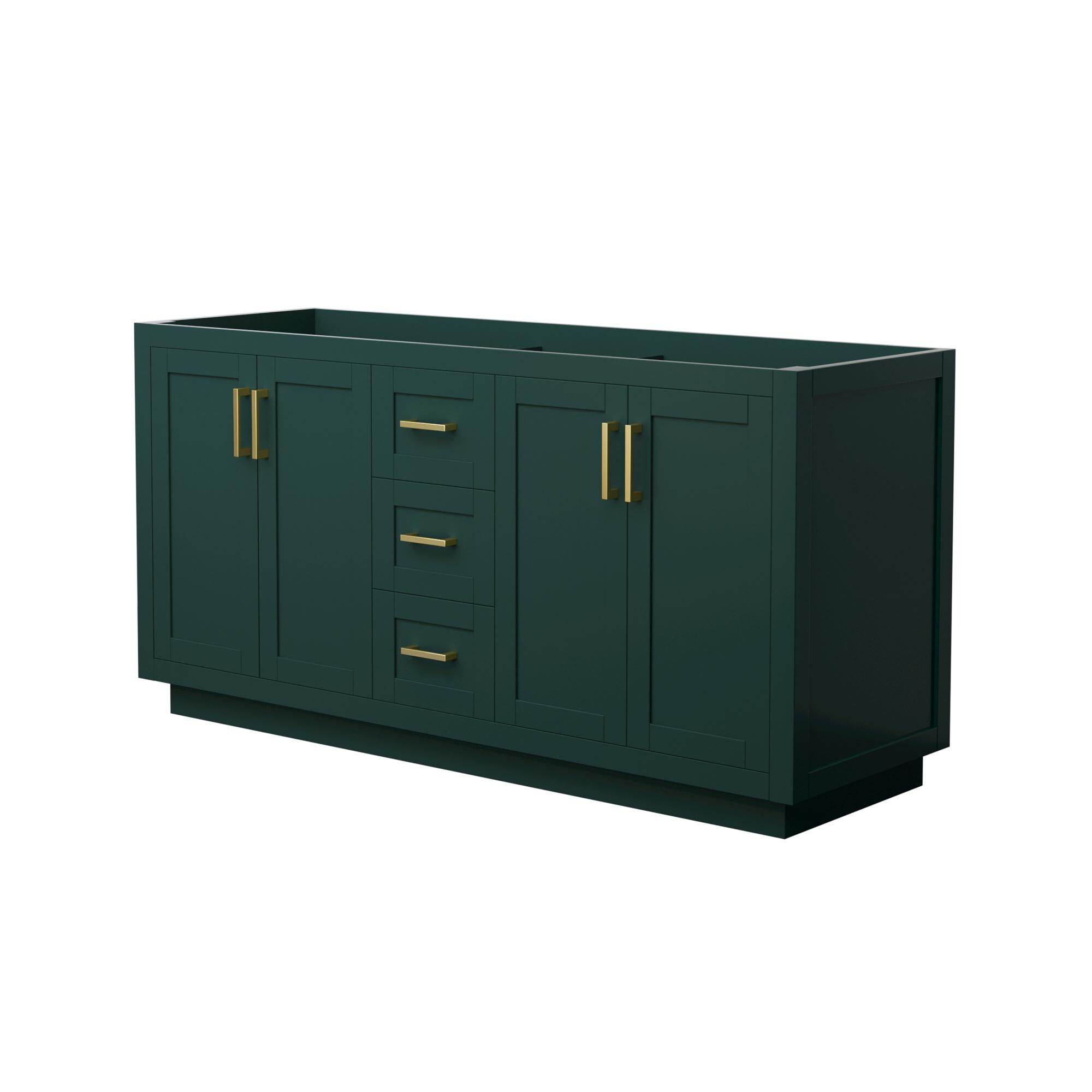 Wyndham Collection WCF292966DGDCXSXXMXX Miranda 66-in Green with Brushed Gold Trim Bathroom Vanity Base Cabinet without Top