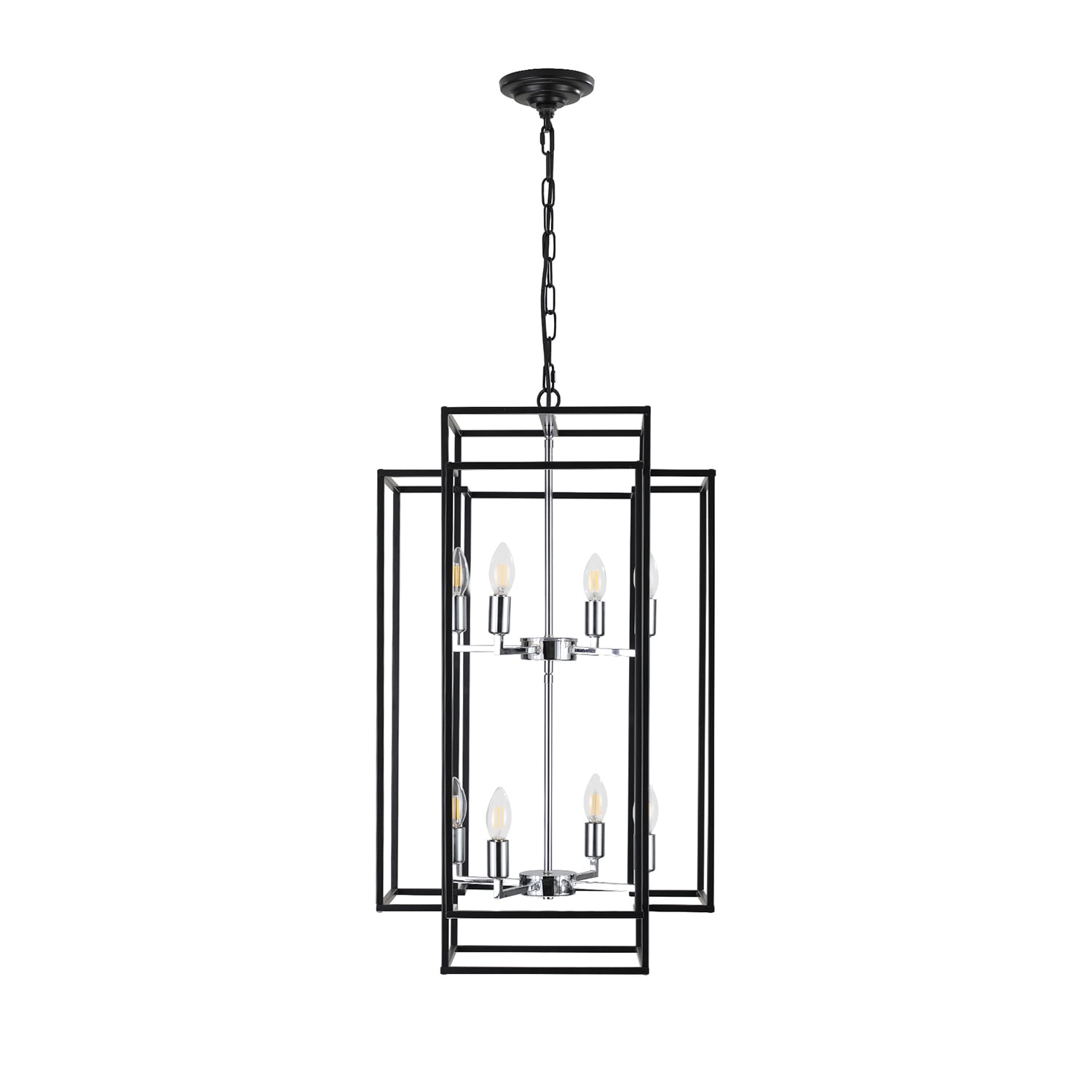 SINOFURN SYB510002BG 8 -Light Black Farmhouse Bare bulb For Use in Dining Rooms, Foyers, Living Rooms Chandelier
