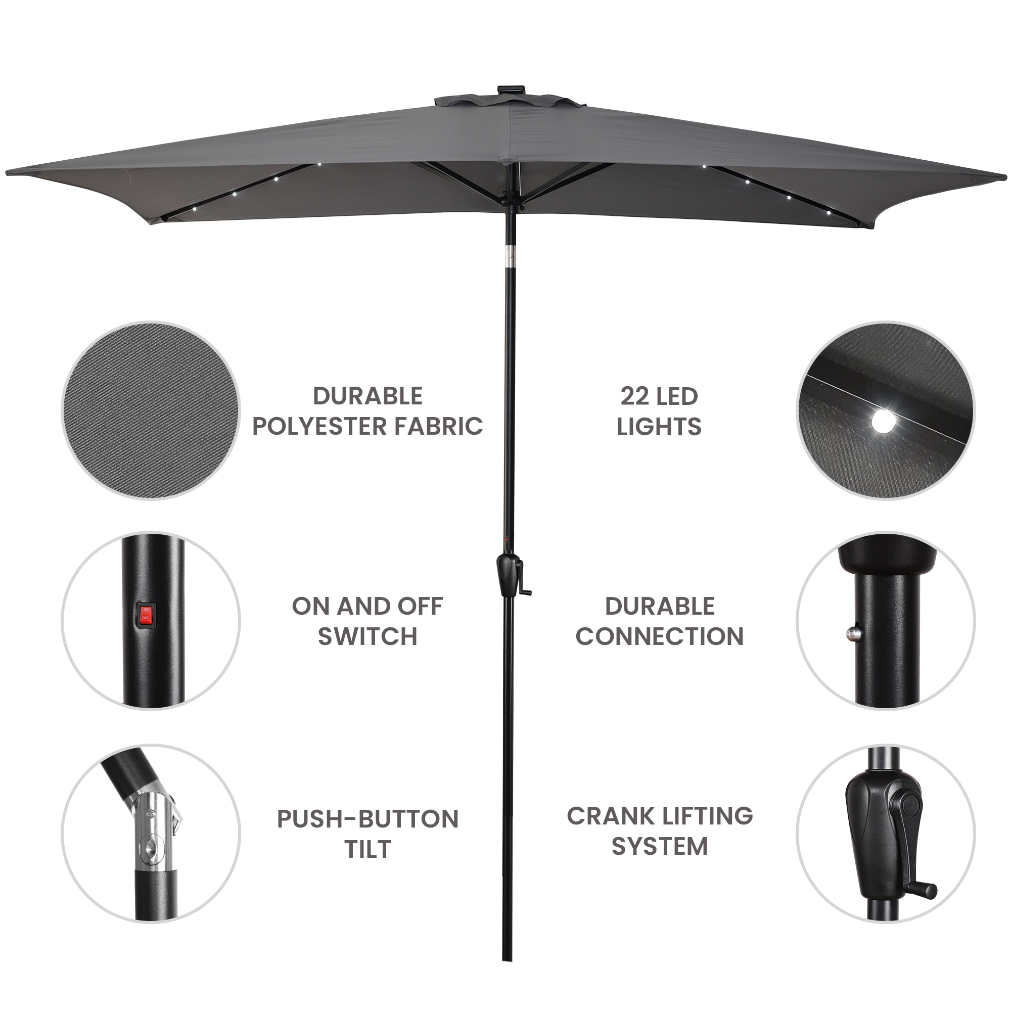 Sun-Ray 801001GREC 6.25-Feet Steel Gray Market Patio Umbrella