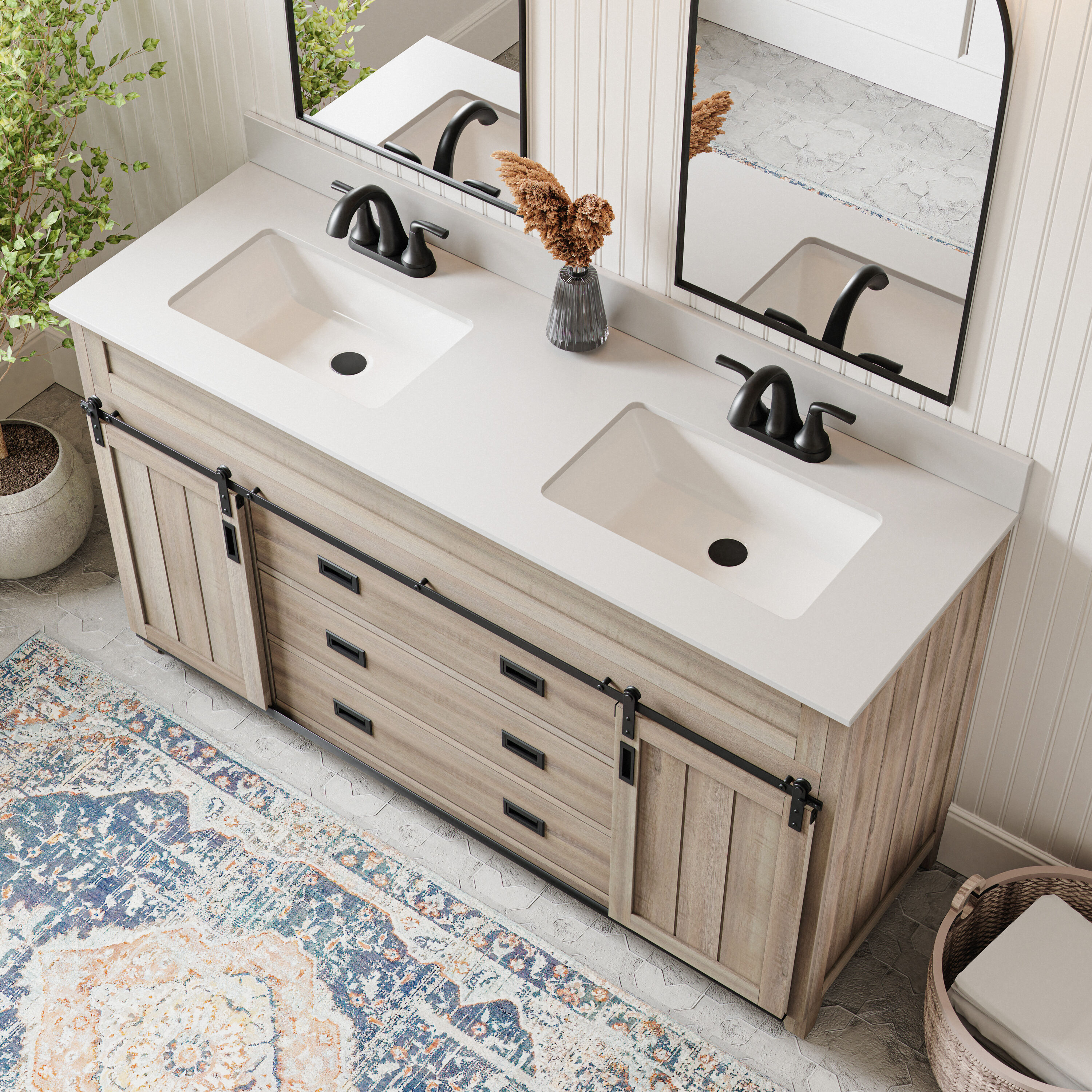 Style Selections Morriston 60-in Light Brown Undermount Double Sink ...