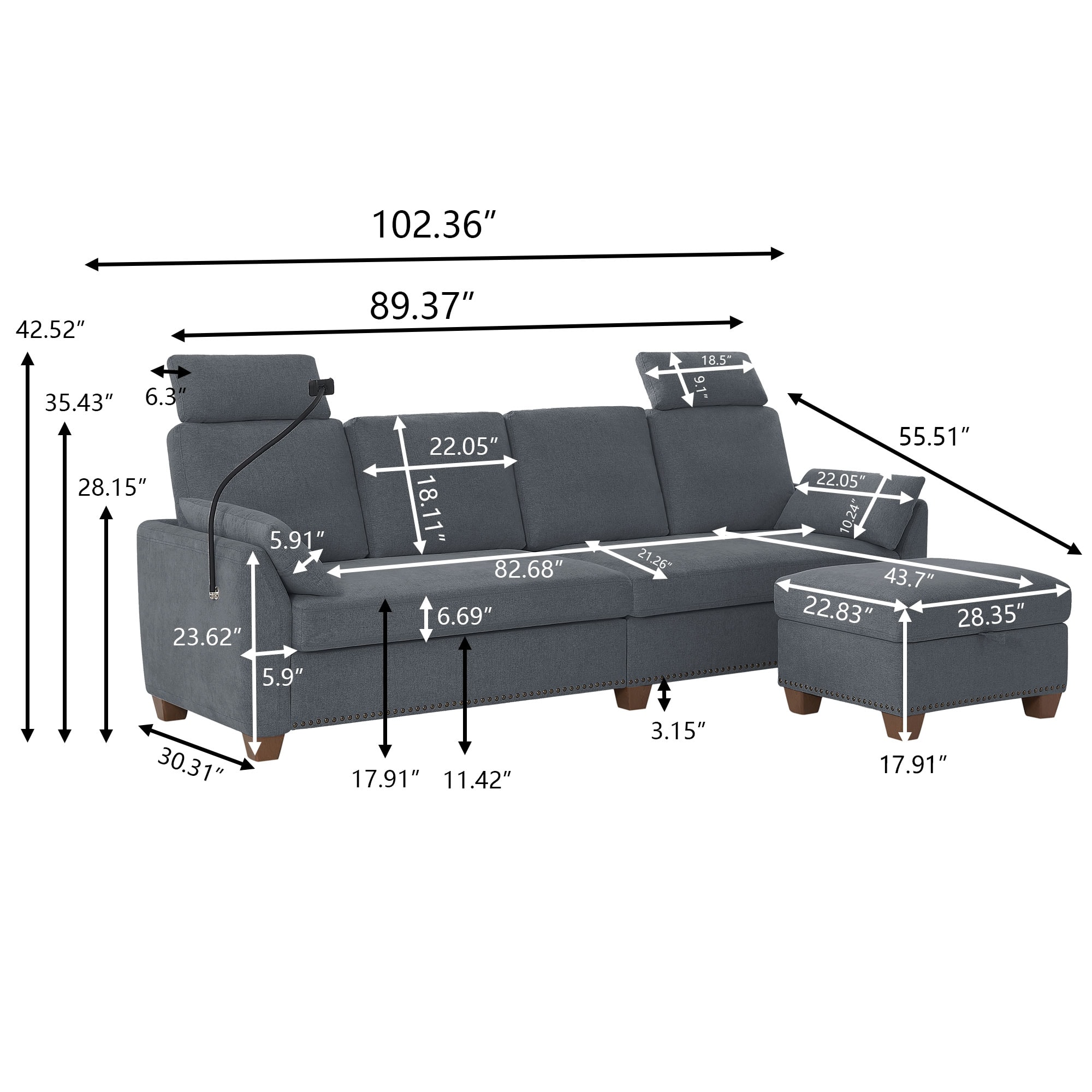 Jarenie YMX57DG Sofas-Loveseats - View #3