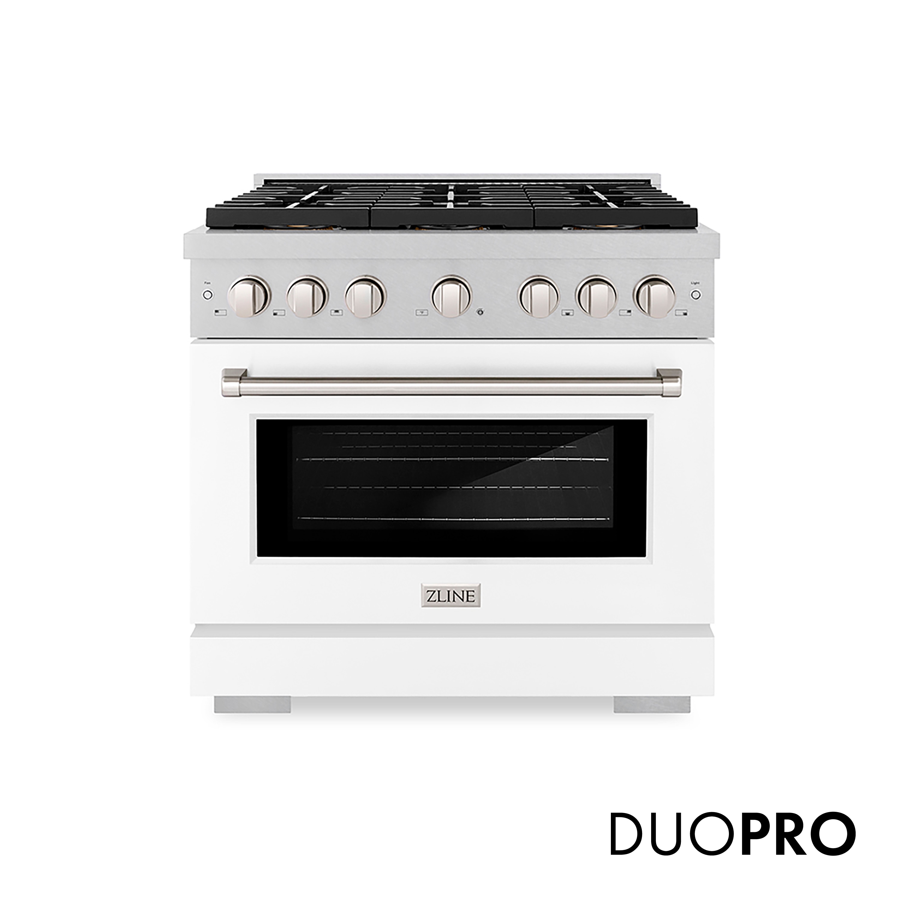 Paramount 36-in 6 burners 5.2-cu ft Convection Oven Freestanding Natural Gas Range ( Satin Stainless Steel, White Matte Door )